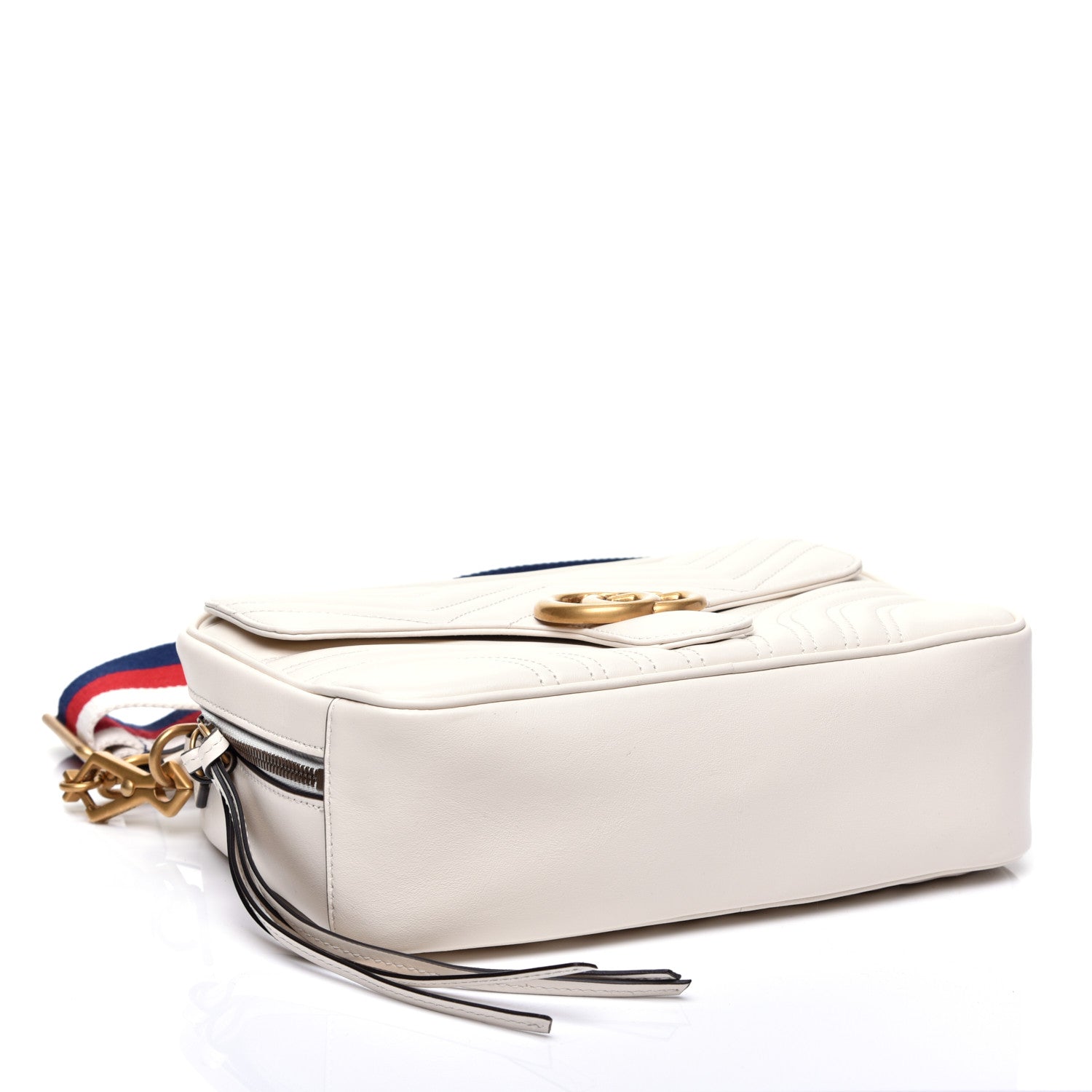 Gucci Calfskin Matelasse Sylvie Web Small GG Marmont Top Handle Shoulder Bag White 4 of 11
