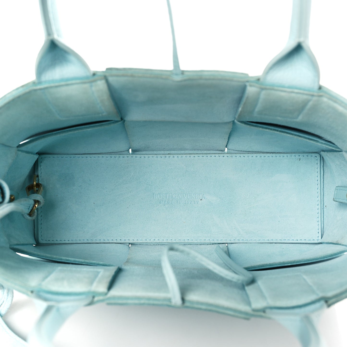Grained Calfskin Maxi Intrecciato Mini Arco Tote Pale Blue
