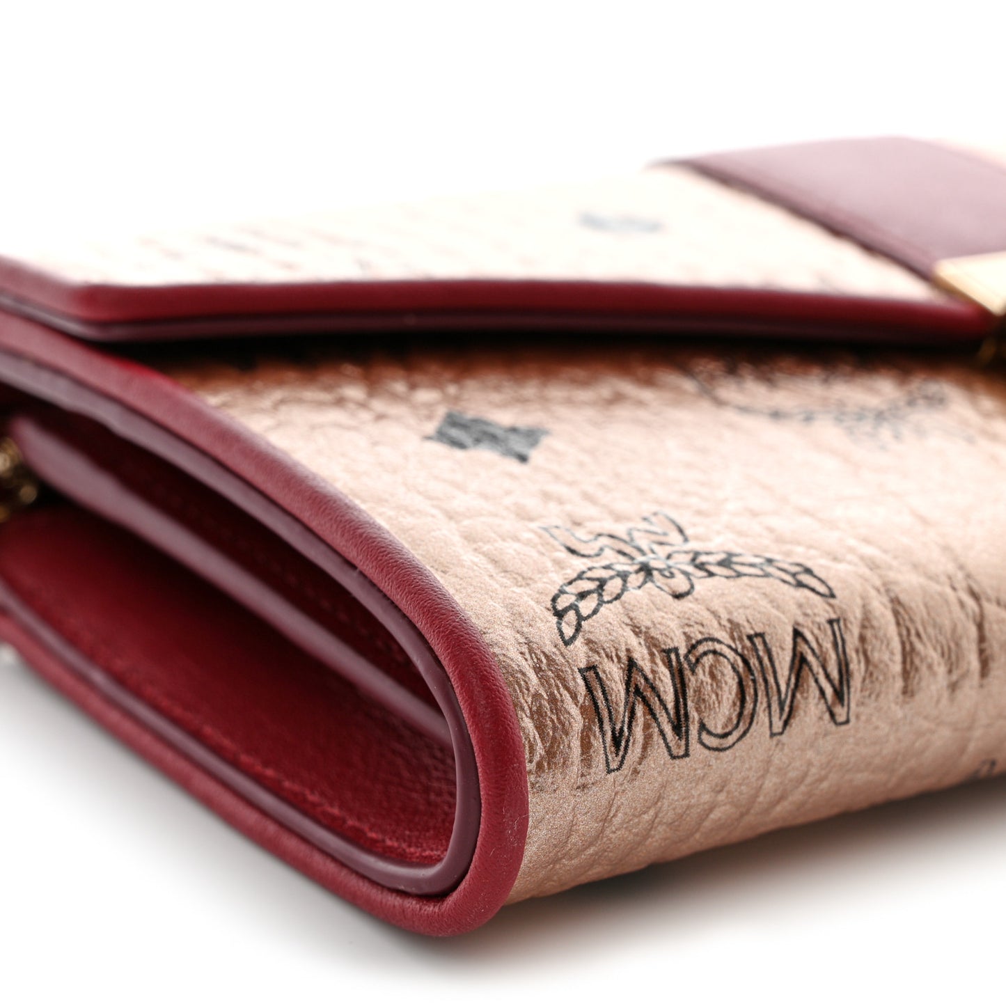 Metallic Visetos Patricia Wallet On Chain Red Champagne Gold