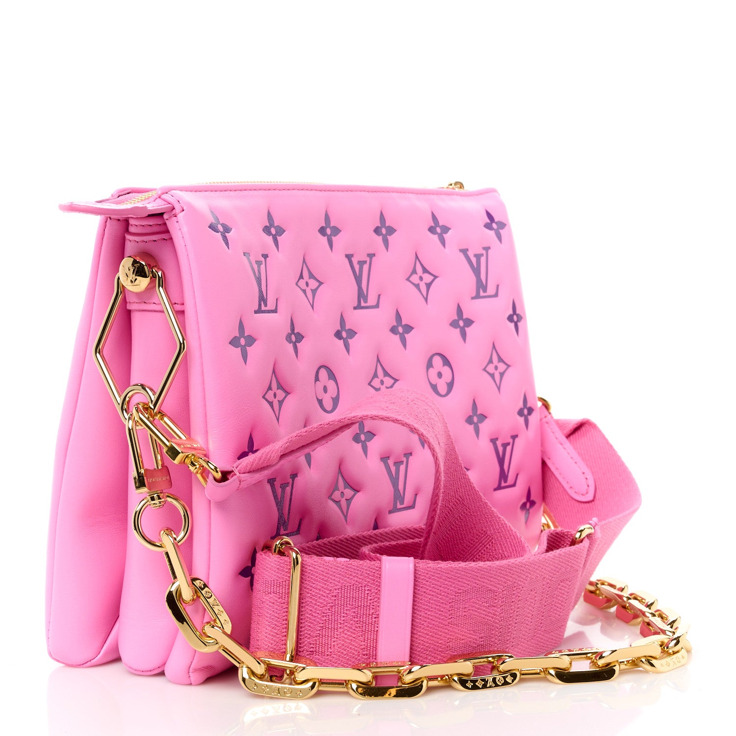 Louis Vuitton Lambskin Embossed Monogram Vuittamins Coussin PM Rose Violet 3 of 11