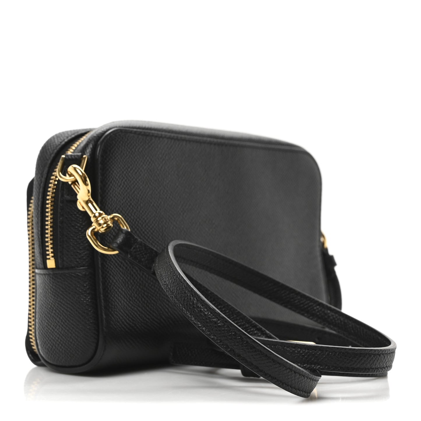 Grained Calfskin Caro Double Pouch Black