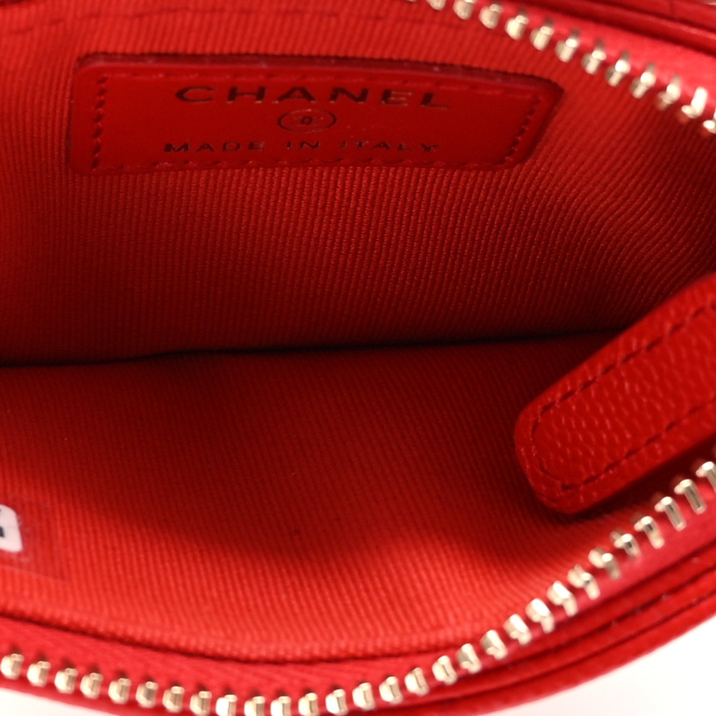Caviar Quilted Flap Zip Card Holder Red