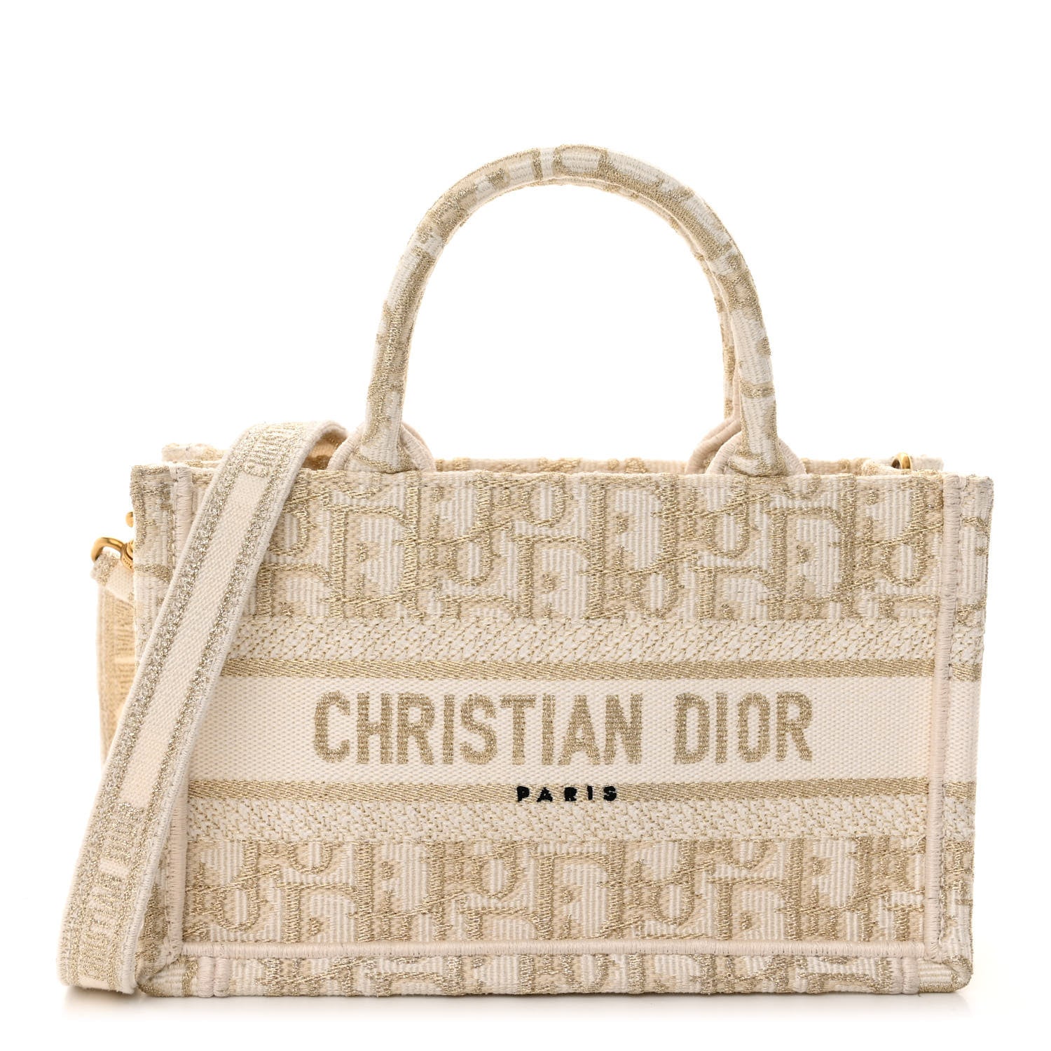 Christian Dior Oblique Mini Book Tote With Strap Gold Multicolor 1 of 9
