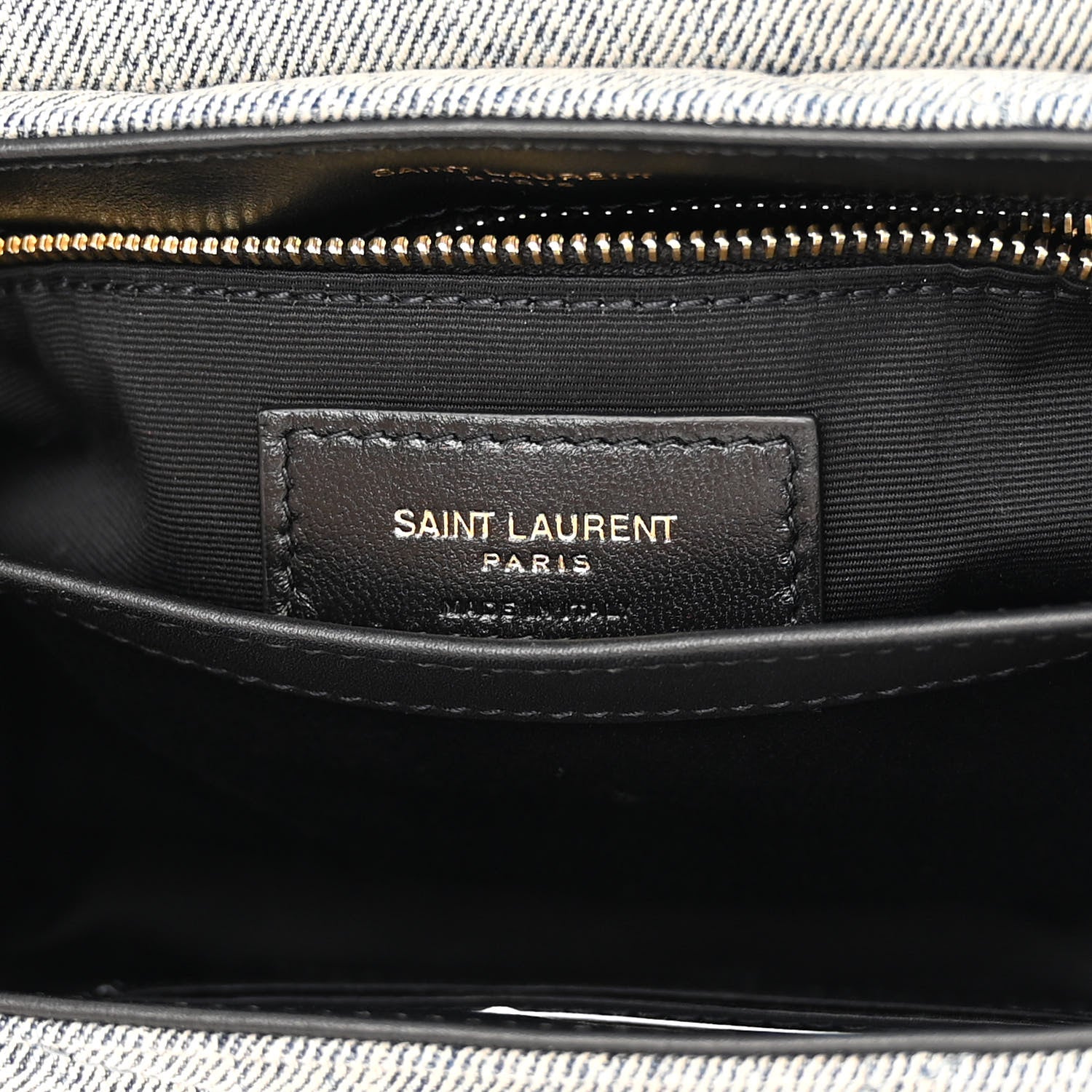 Saint Laurent Denim Y Quilted Monogram Toy Loulou Crossbody Bag Grey 6 of 11