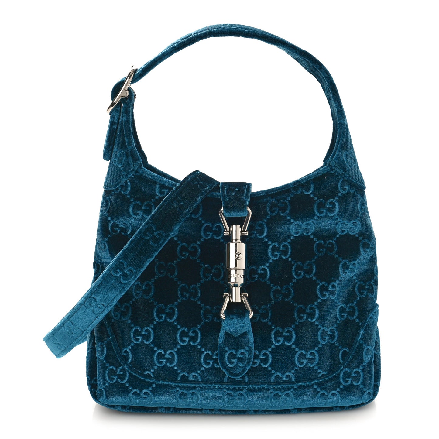 New Velvet Ashmir GG Monogram Small Jackie 1961 Hobo Velvet Peacock