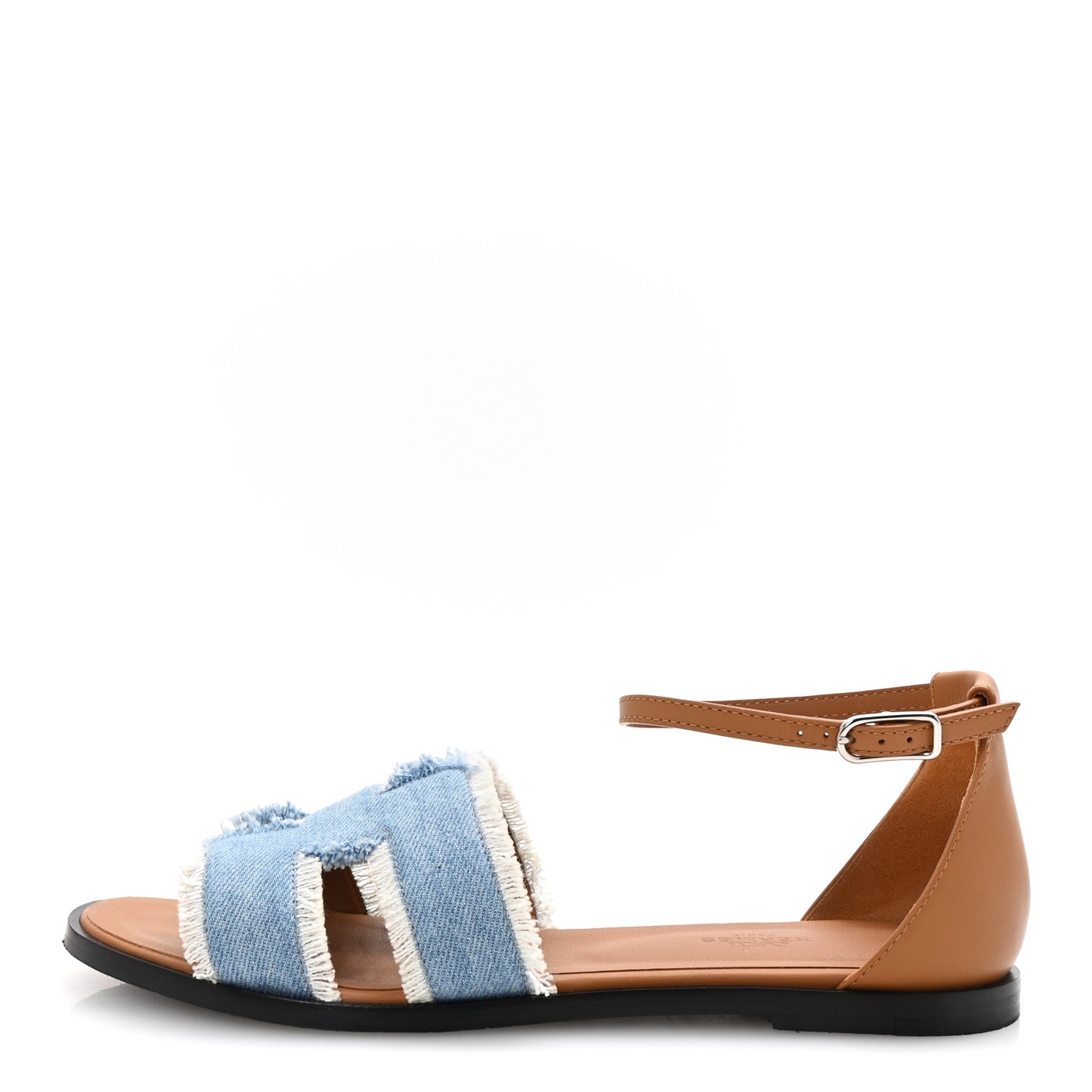 Denim Fringe Santorini Sandals 39 Bleu Clair Naturel