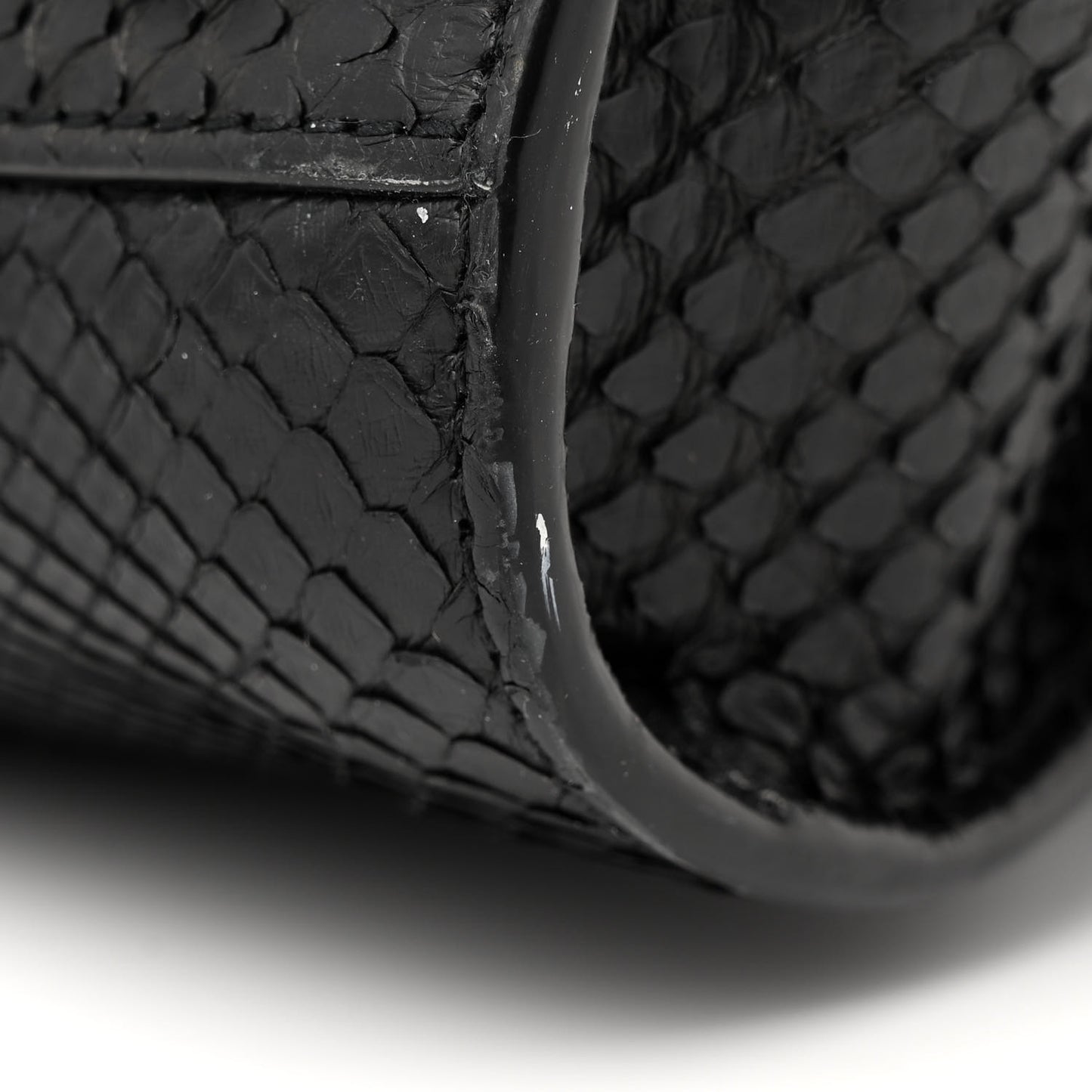 Snakeskin Souple North South Tote Black