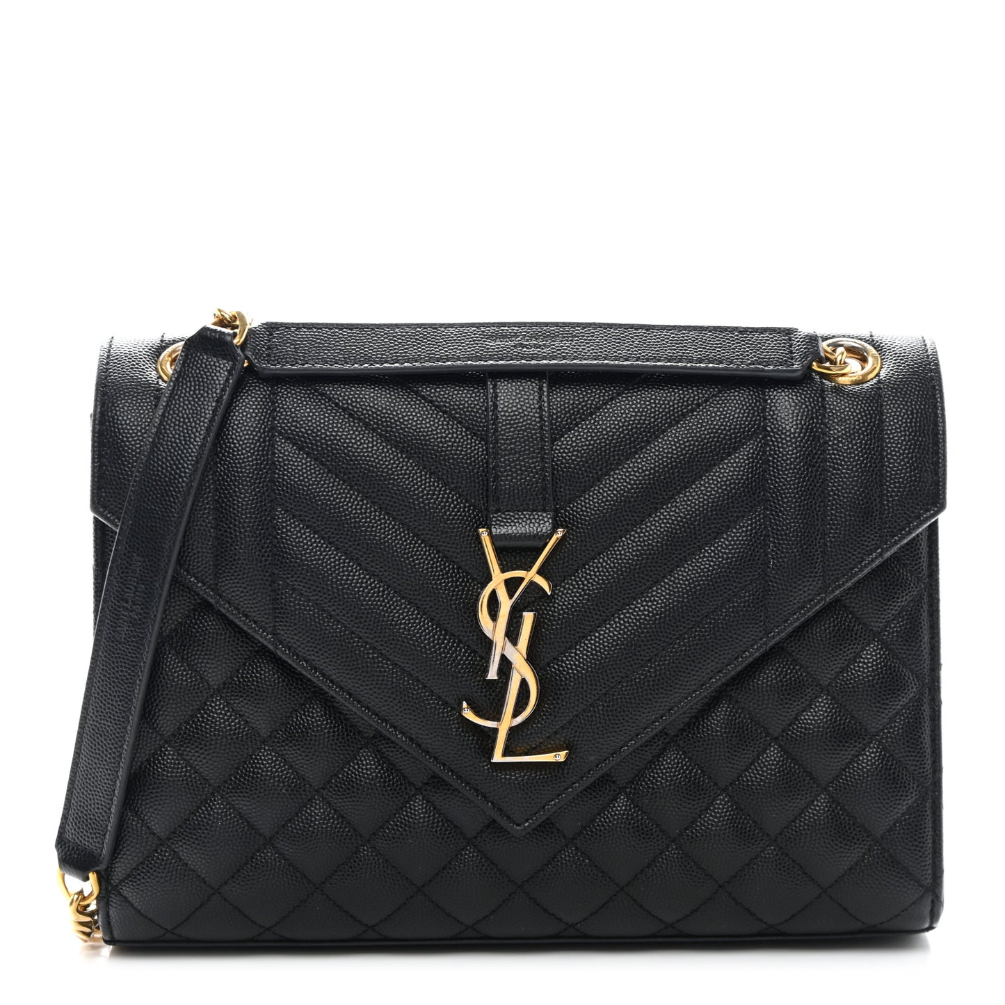 Grain De Poudre Textured Mixed Matelasse Triquilt Medium Monogram Satchel Black