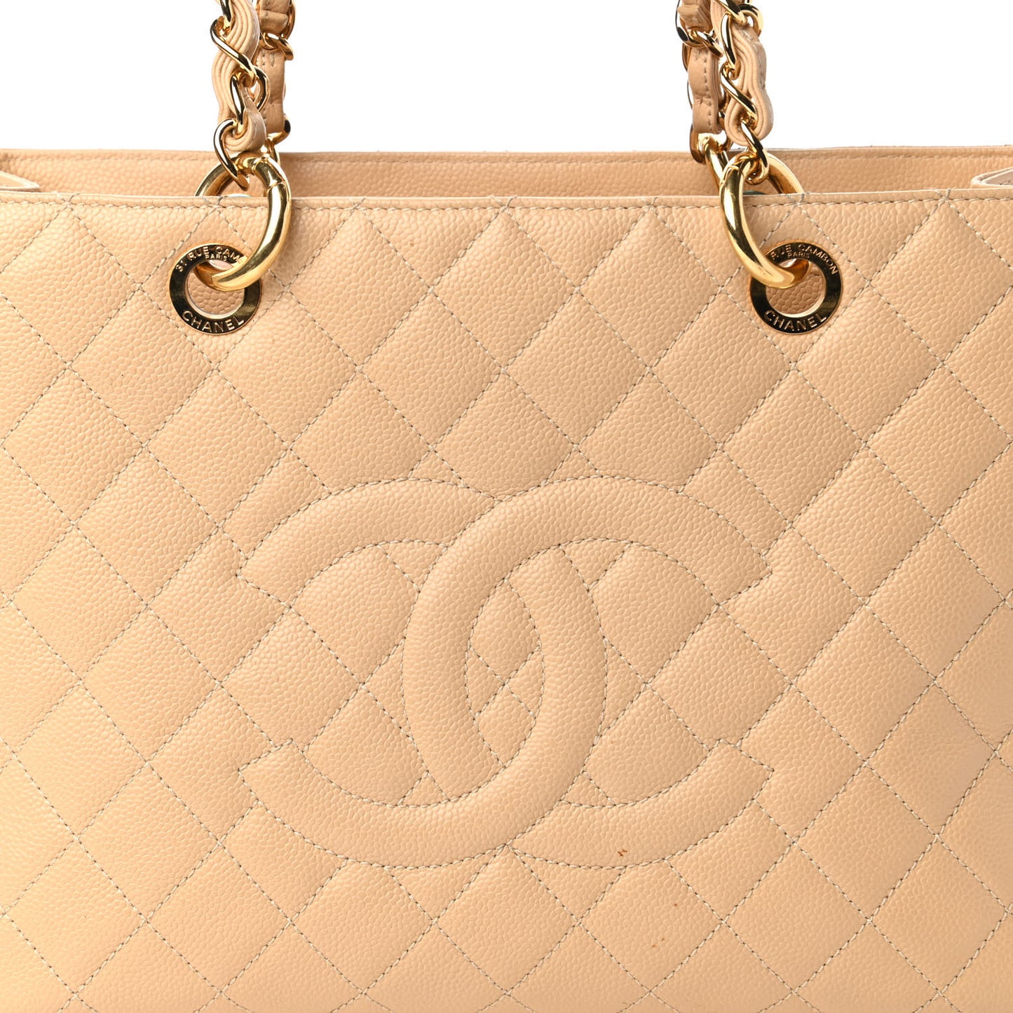 Caviar Quilted Grand Shopping Tote GST Beige Clair