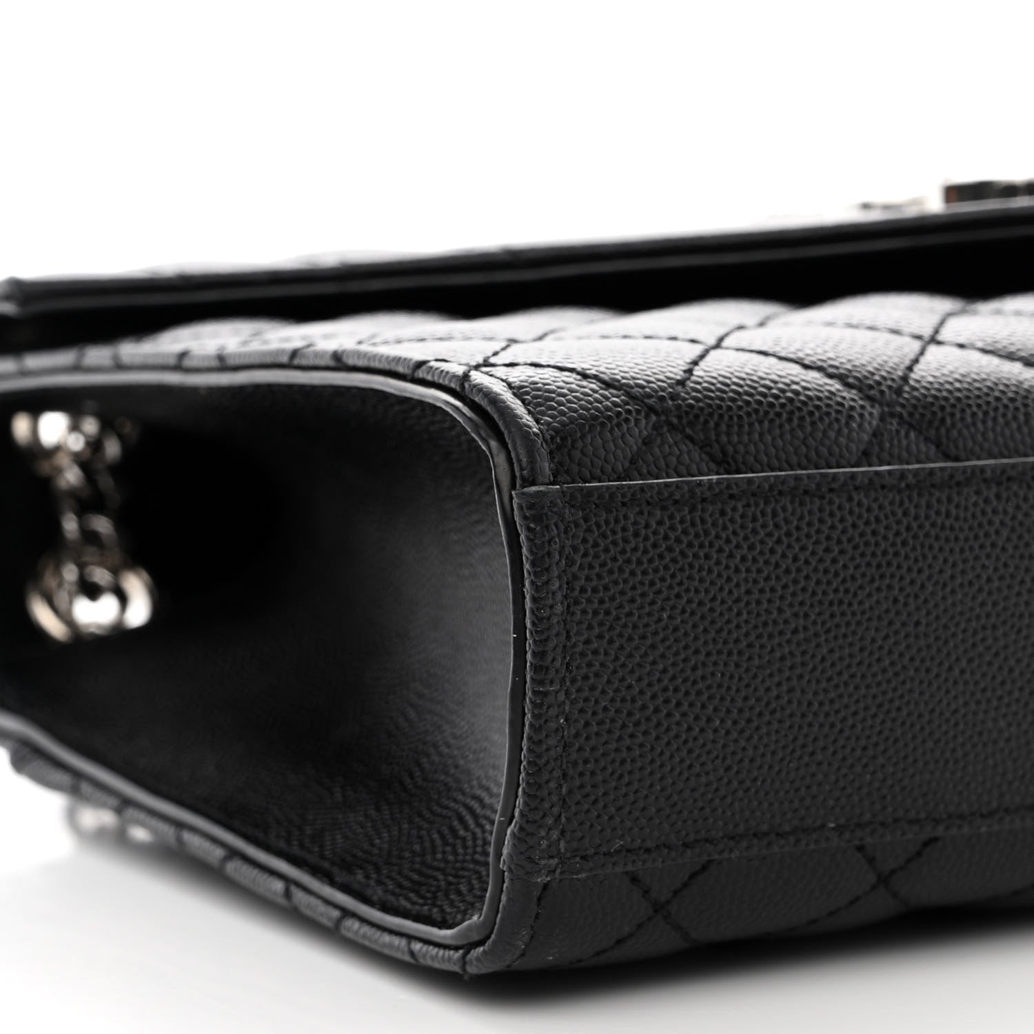 Saint Laurent Grain De Poudre Textured Mixed Matelasse Triquilt Medium Monogram Satchel Black 9 of 13