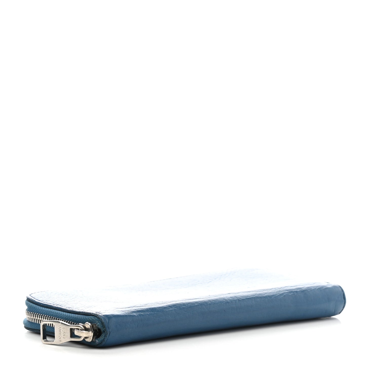 Taurillon Vertical Zippy Wallet Bleu Canard