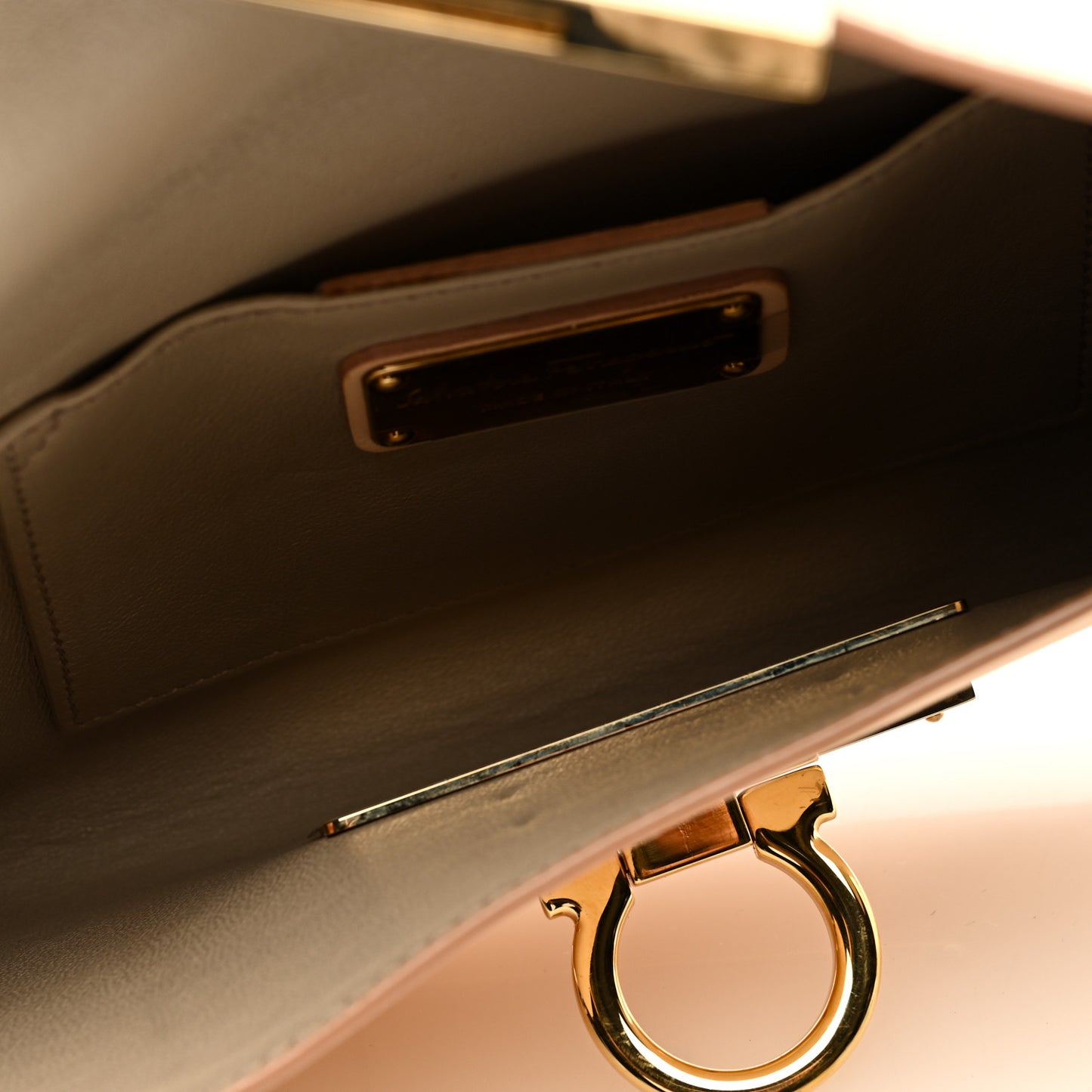 Nuage Calfskin Afef Lock Story Gancini Clutch Beige