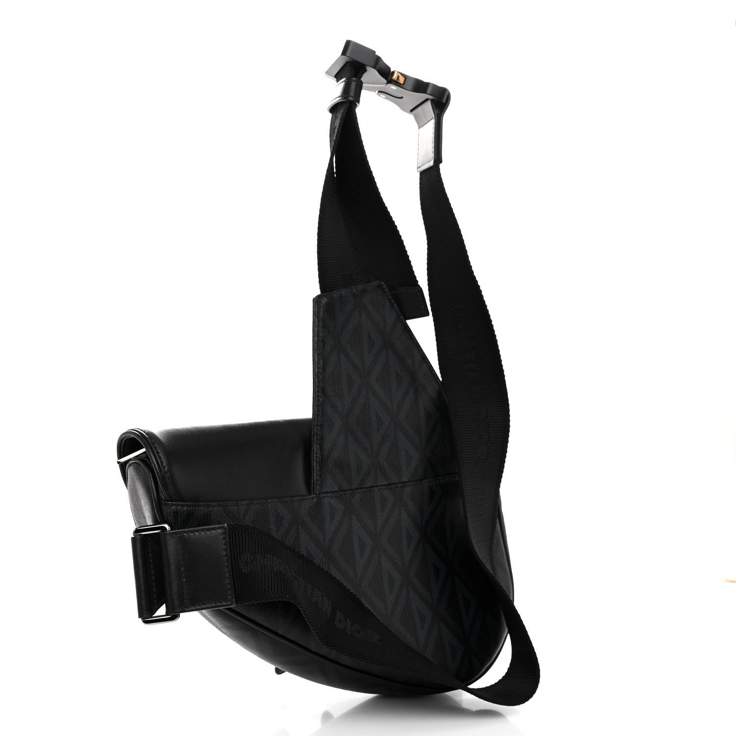 Christian Dior Coated Canvas CD Diamond Printed Mens Saddle Bag Black 3 of 10