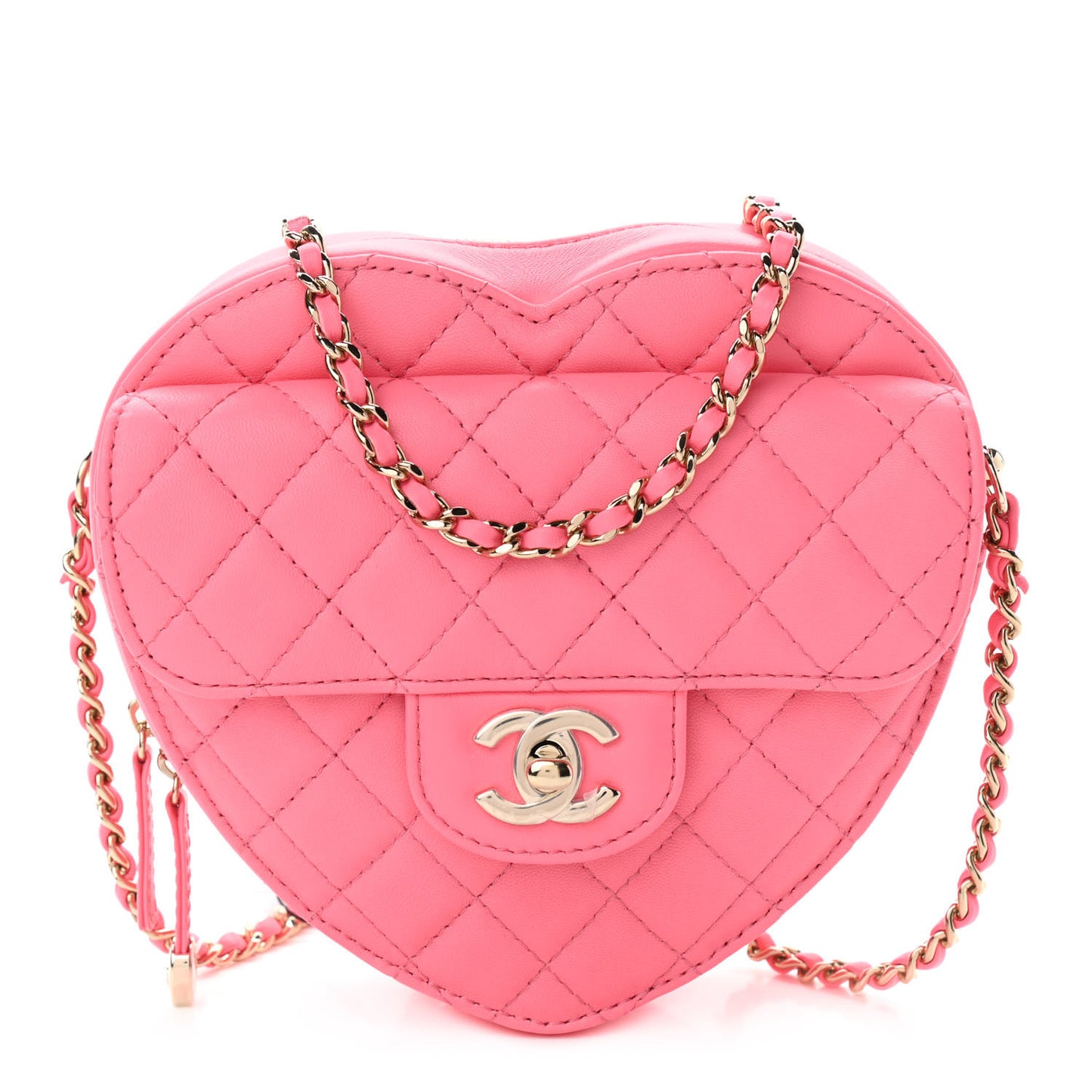 Lambskin Quilted CC In Love Heart Bag Pink