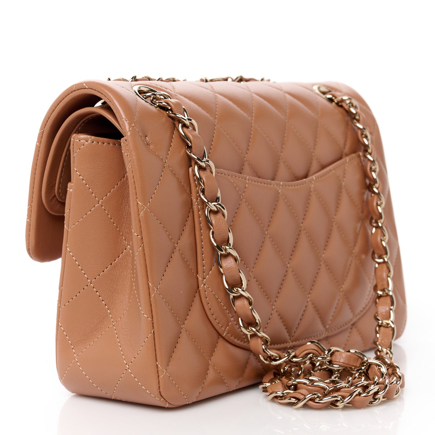 Lambskin Quilted Small Double Flap Brown