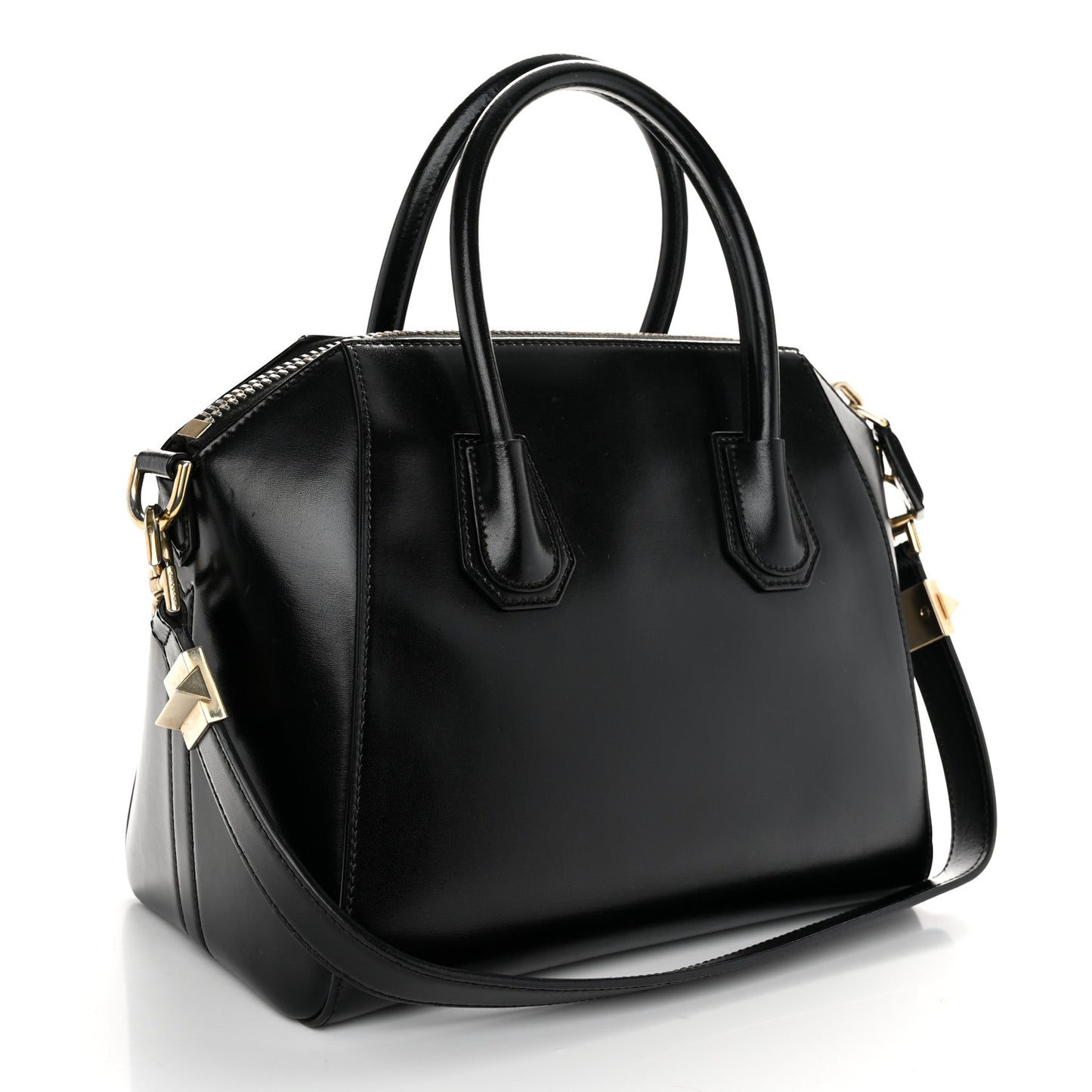 Shiny Lord Calfskin Small Antigona Black