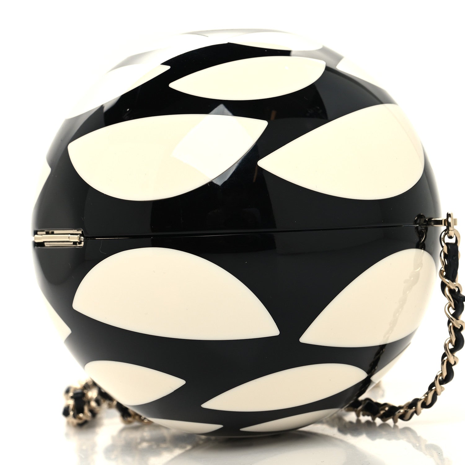 Chanel Resin Plexi CC Round Camellia Minaudiere Clutch Black White 11 of 12