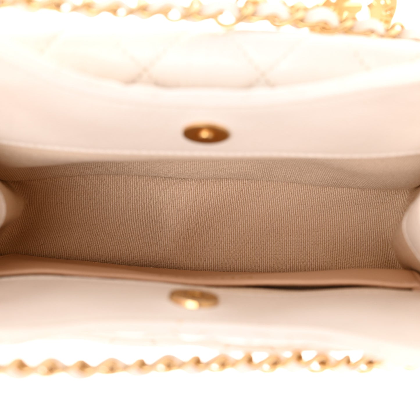 Shiny Crumpled Calfskin Quilted Small Wavy CC Hobo White