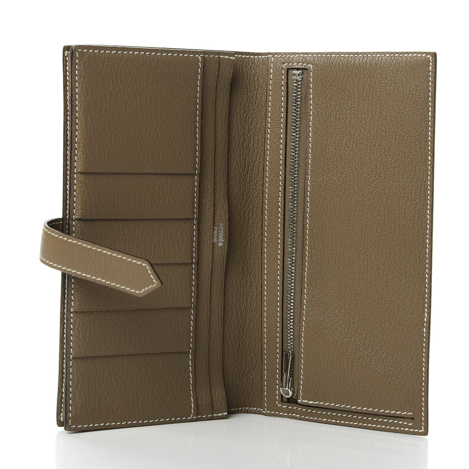 Hermes Chevre Mysore Bearn Gusset Wallet Etoupe 5 of 9