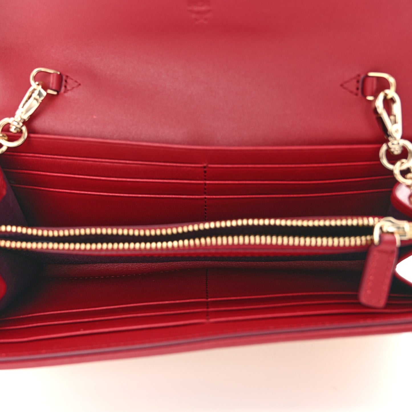 Metallic Visetos Patricia Wallet On Chain Red Champagne Gold