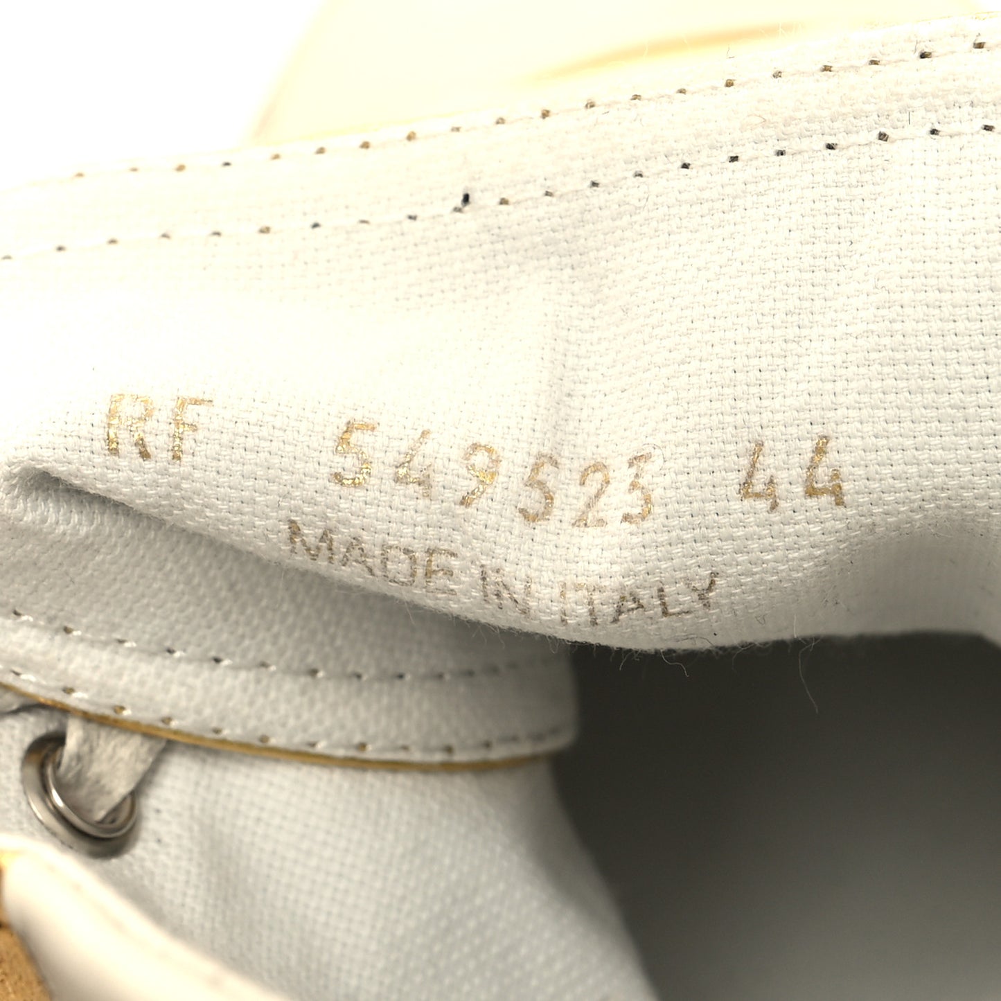 Distressed Calfskin Bedford Logo-Appliqued Hightop Sneakers 44 Gold Cream White