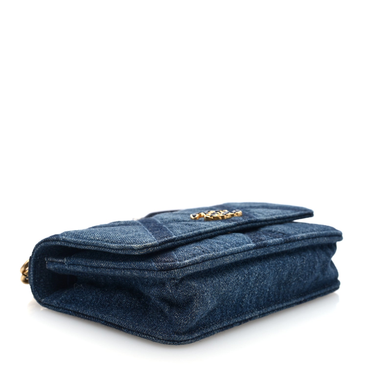 Chanel Denim Quilted Chanel 19 Wallet On Chain WOC Blue 4 of 10