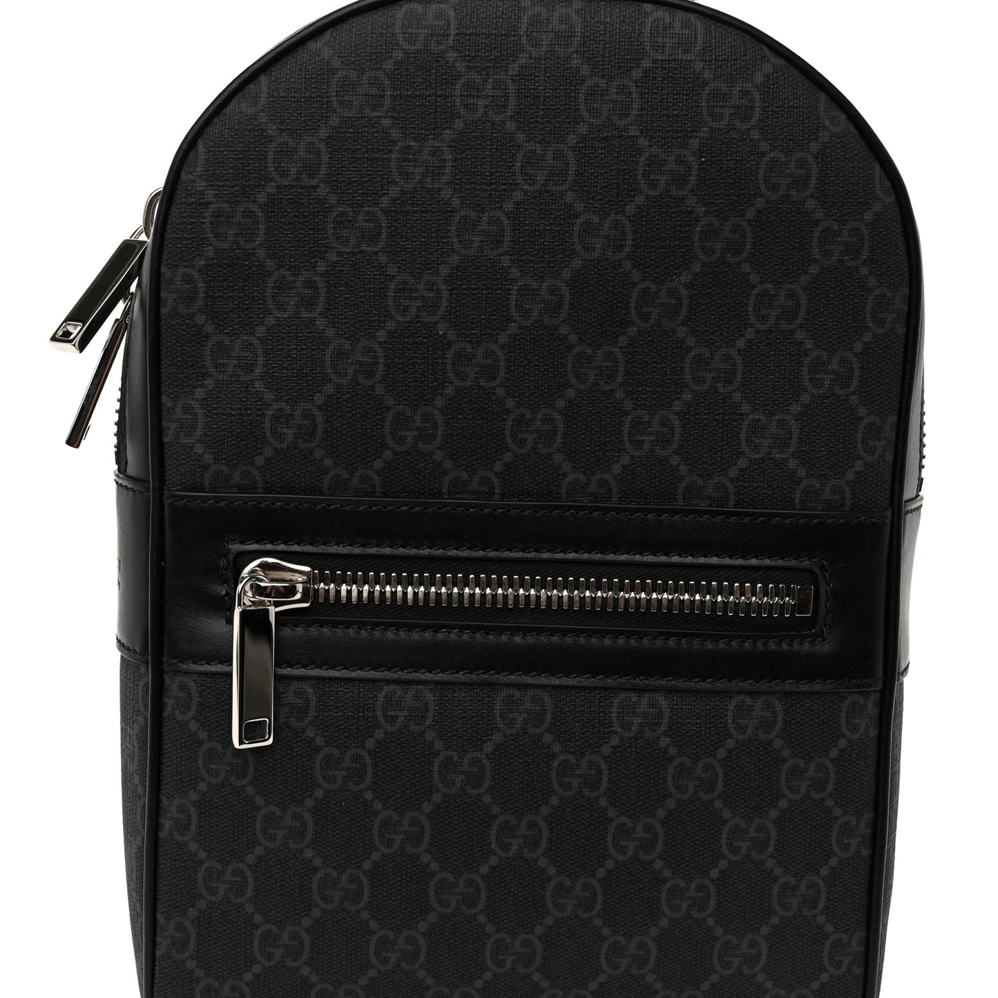 GG Supreme Monogram Calfskin Web Sling Backpack Black Grey