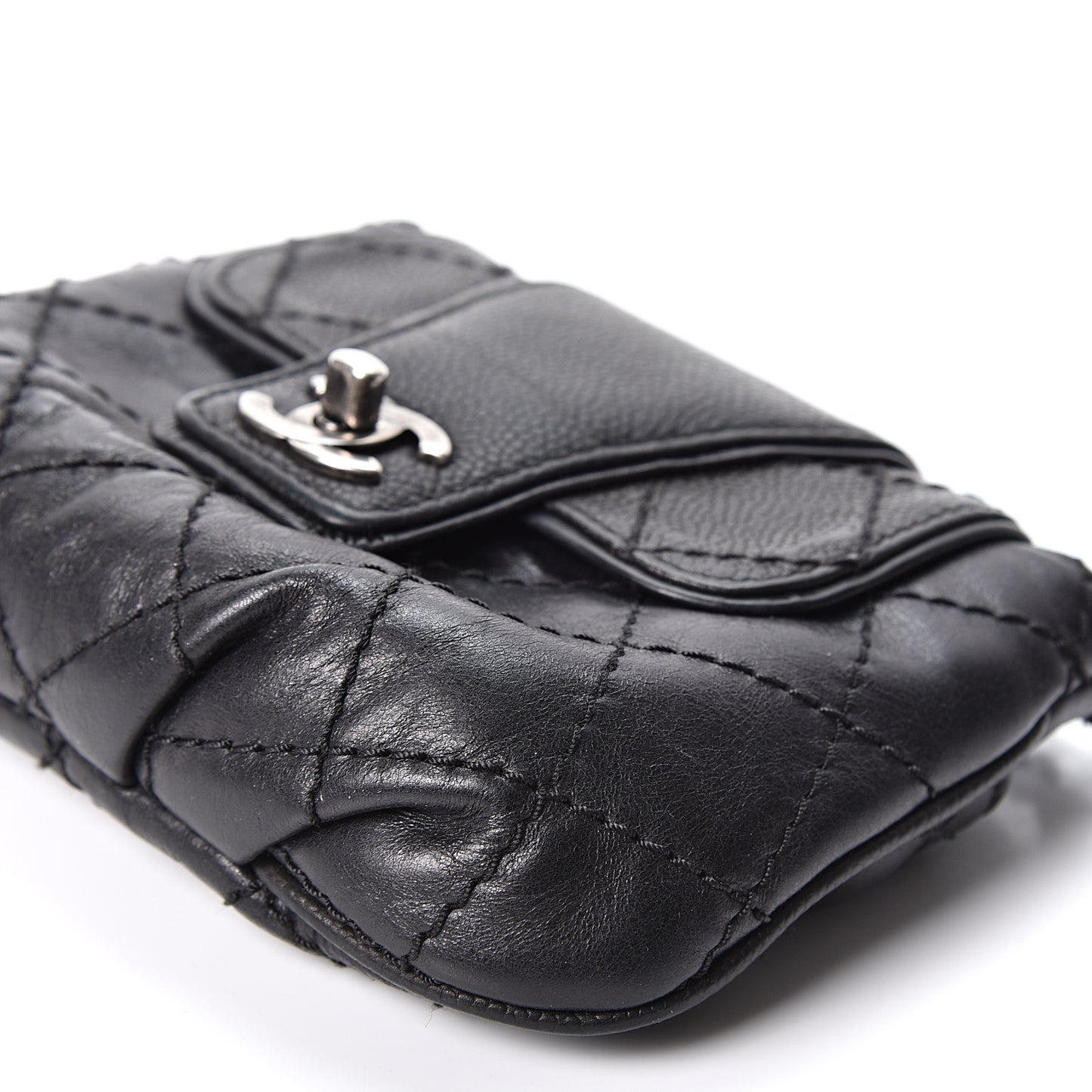 Caviar Aged Calfskin Mini Bubble Graphic Messenger Bag Black