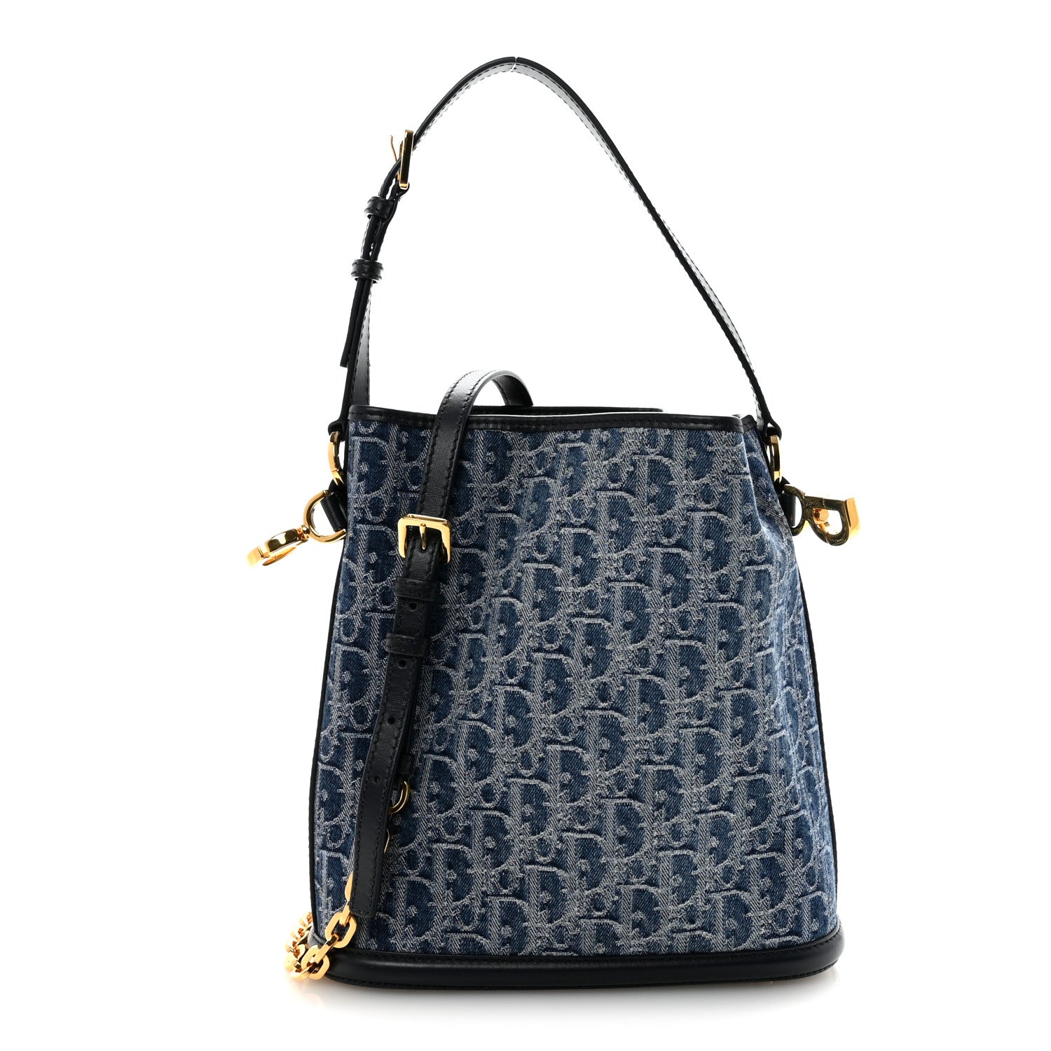 Christian Dior Denim Oblique Jacquard Medium C'est Chain Bucket