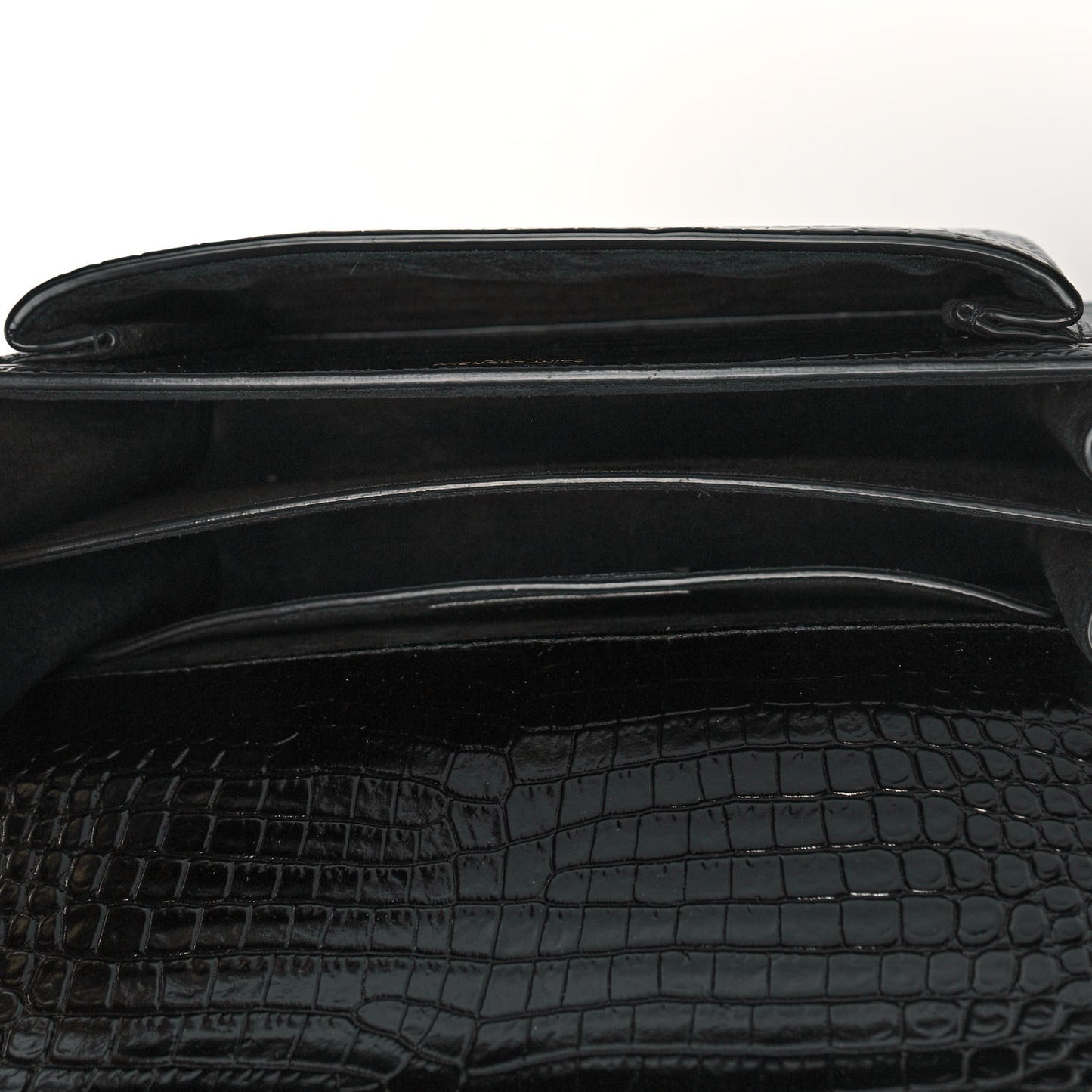 Calfskin Crocodile Embossed Medium Monogram Sunset Black