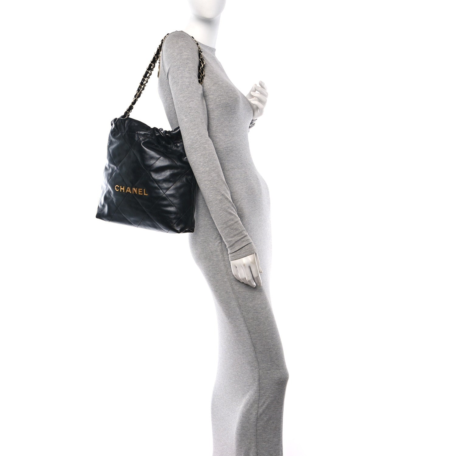 Chanel Shiny Calfskin Quilted Small Chanel 22 Black 2 of 12