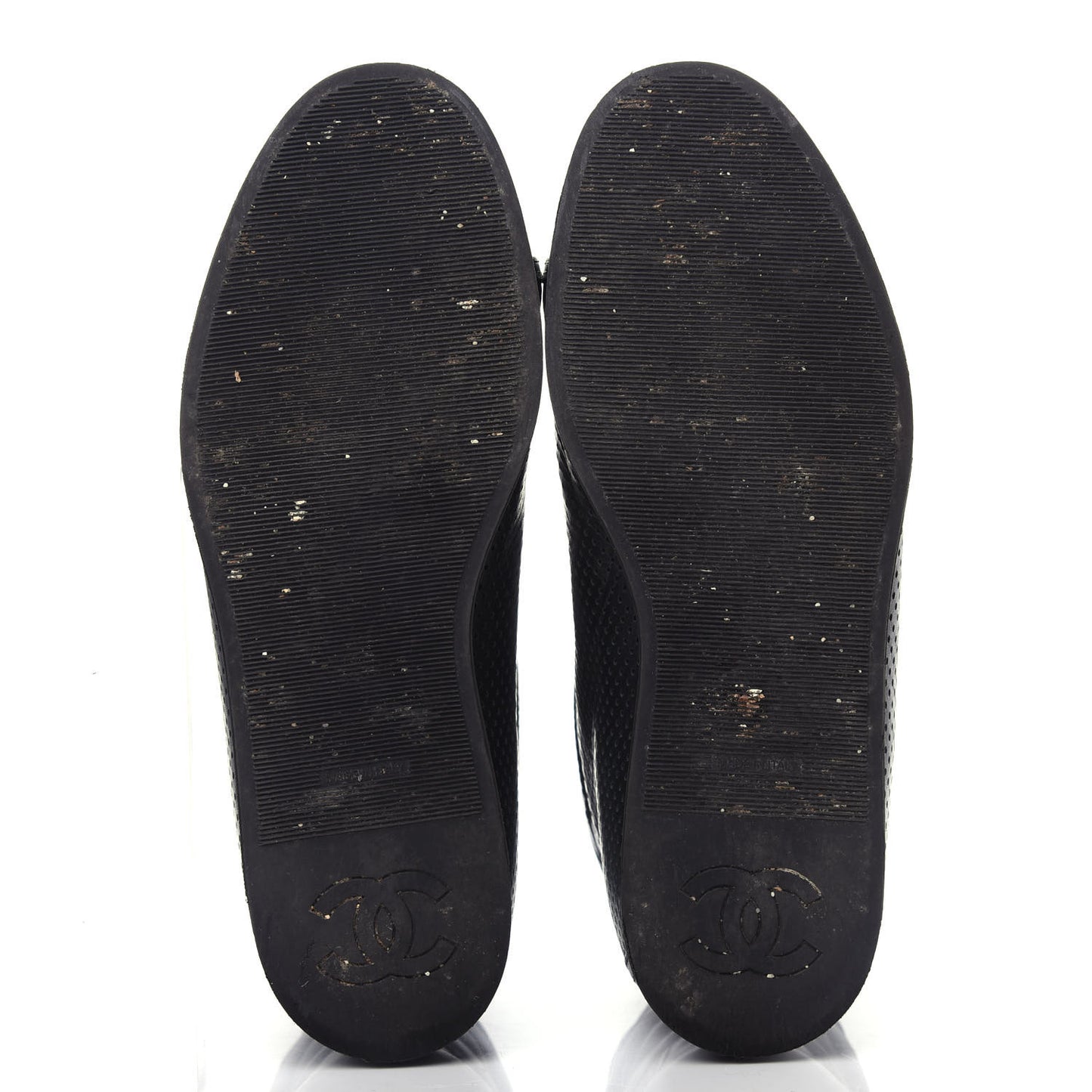 Perforated Lambskin High Top CC Sneakers 36.5 Black