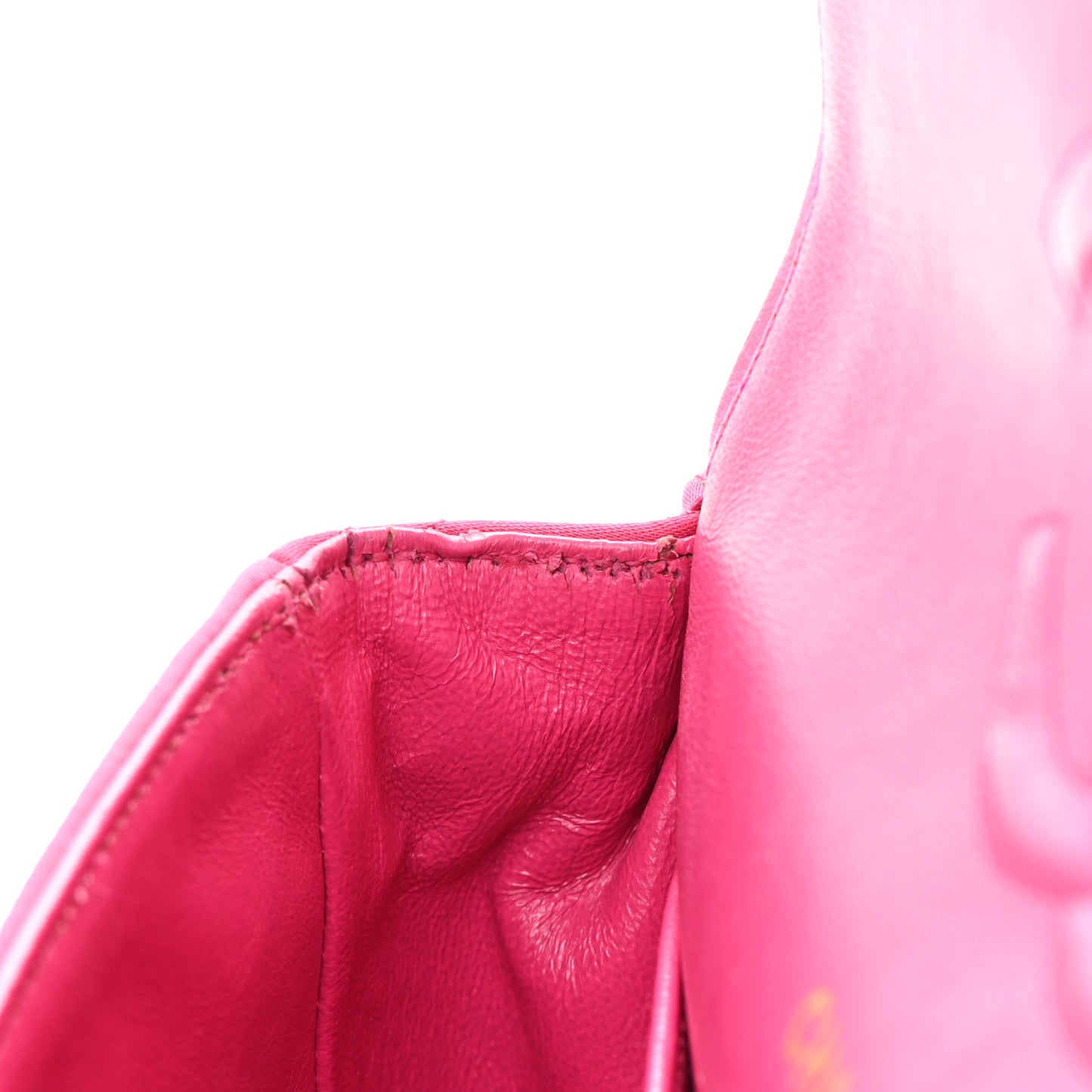 Satin Quilted Medium Double Flap Fuchsia