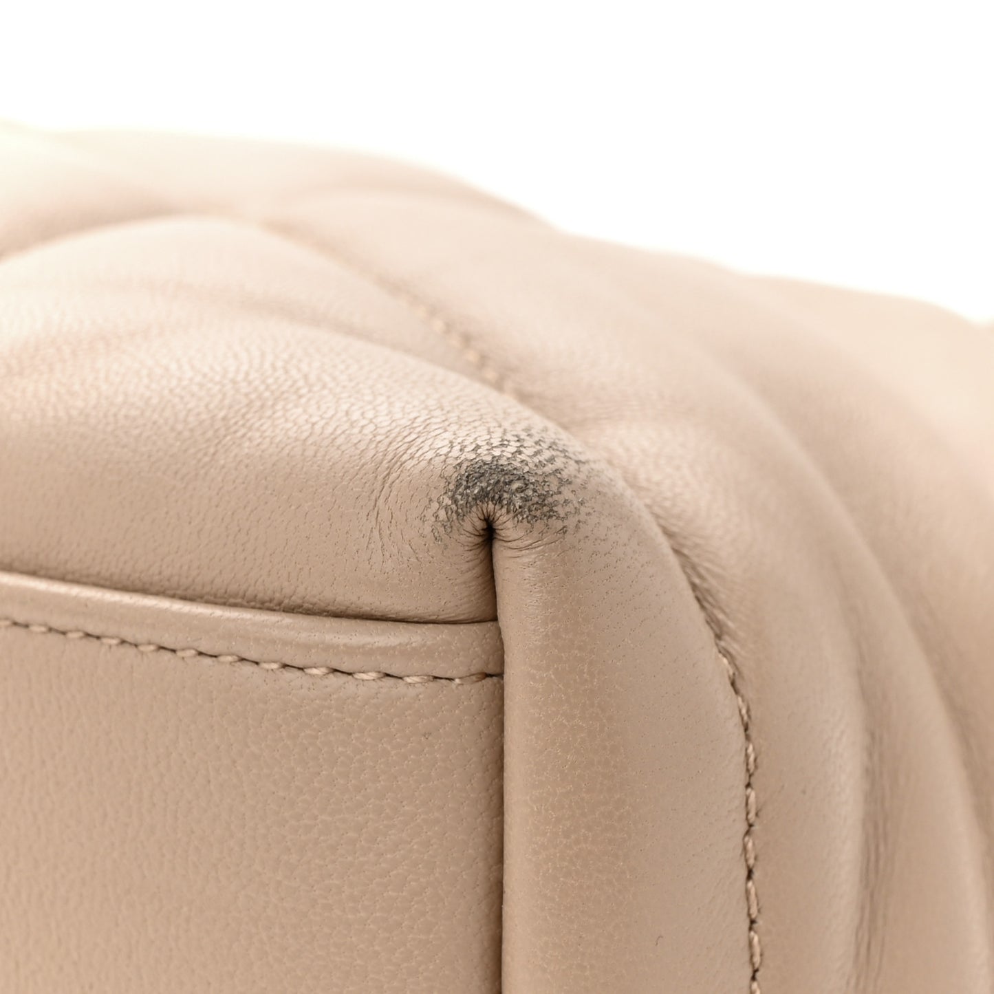 Lambskin Quilted Small Loulou Puffer Monogram Chain Satchel Dark Beige