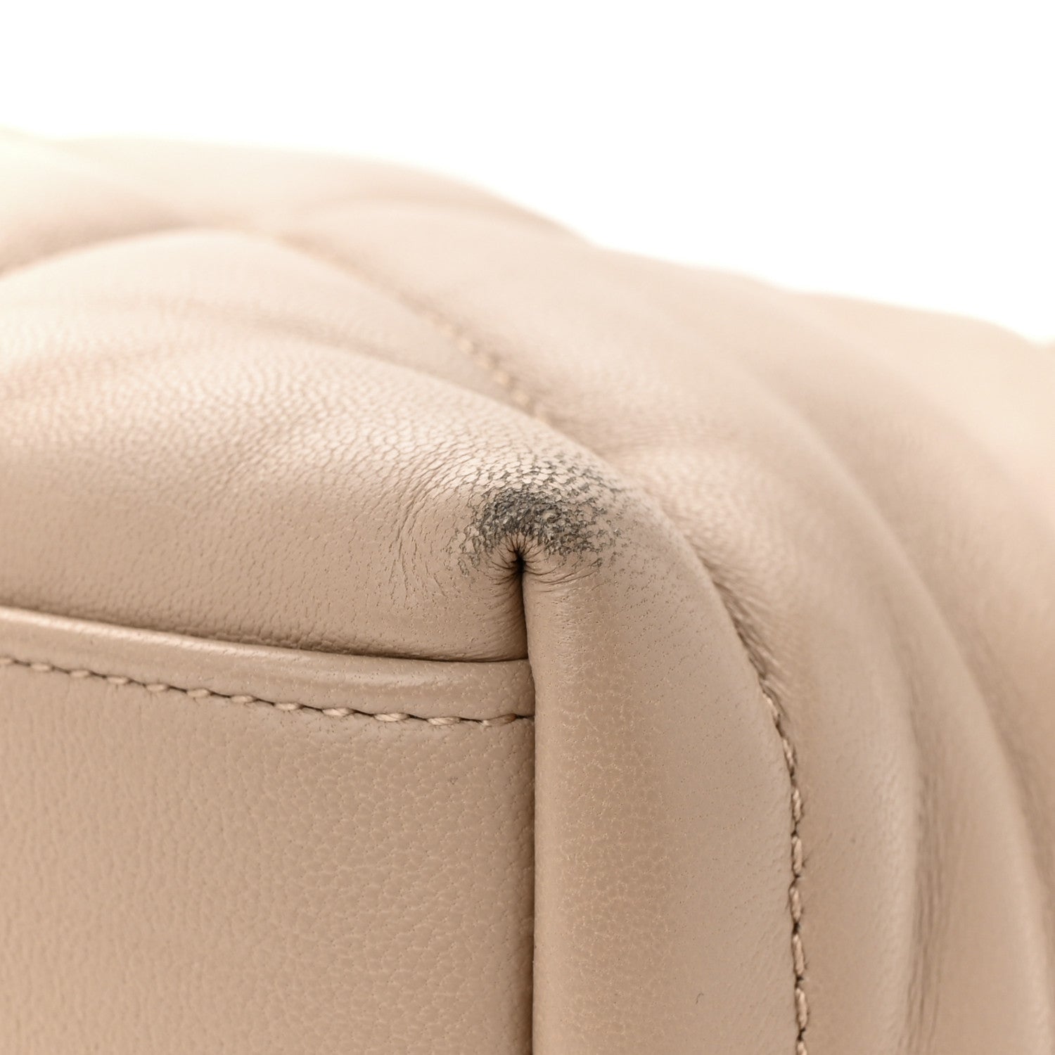 Saint Laurent Lambskin Quilted Small Loulou Puffer Monogram Chain Satchel Dark Beige 12 of 13