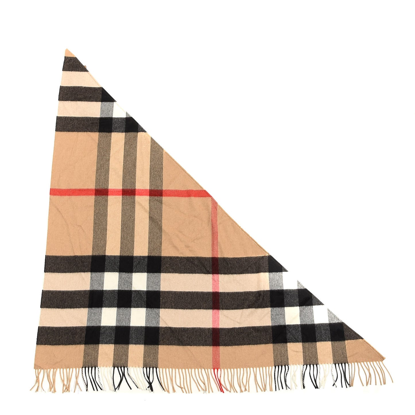 Cashmere Giant Check Fringe Cape Scarf Archive Beige