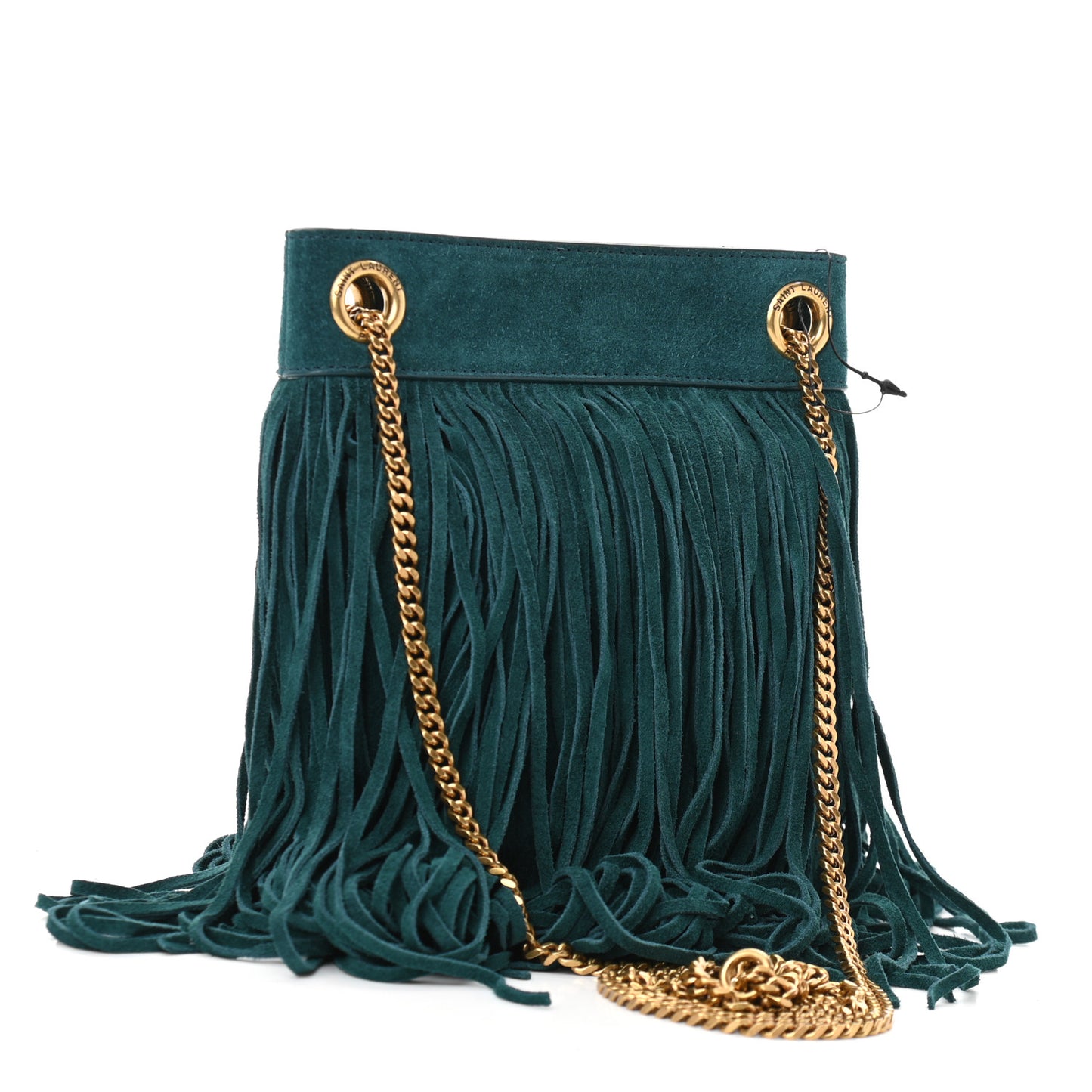 Suede Calfskin Small Grace Fringed Hobo Bag Rope Sea Turquoise