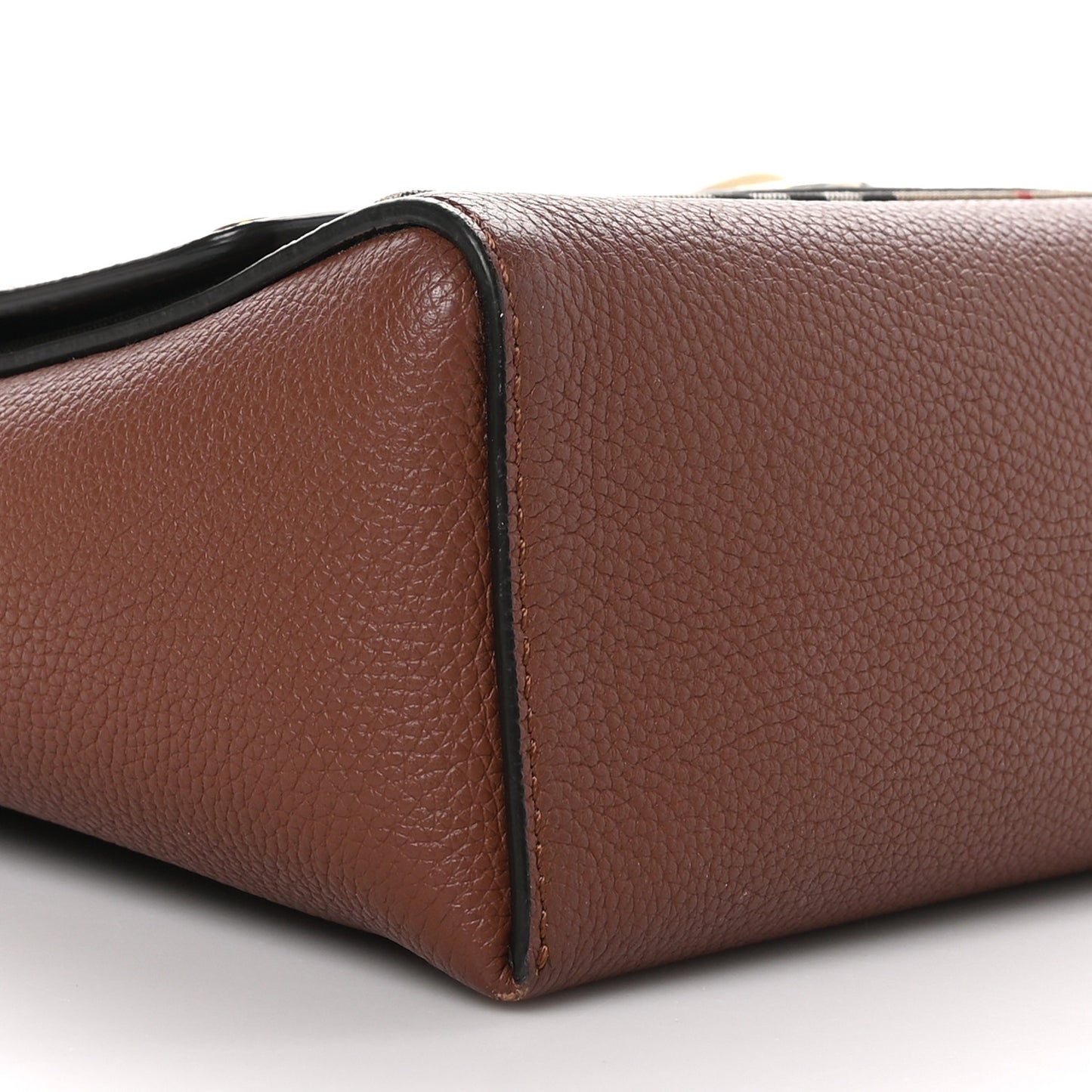 Grainy Calfskin Vintage Check Note Crossbody Bag Malt Brown