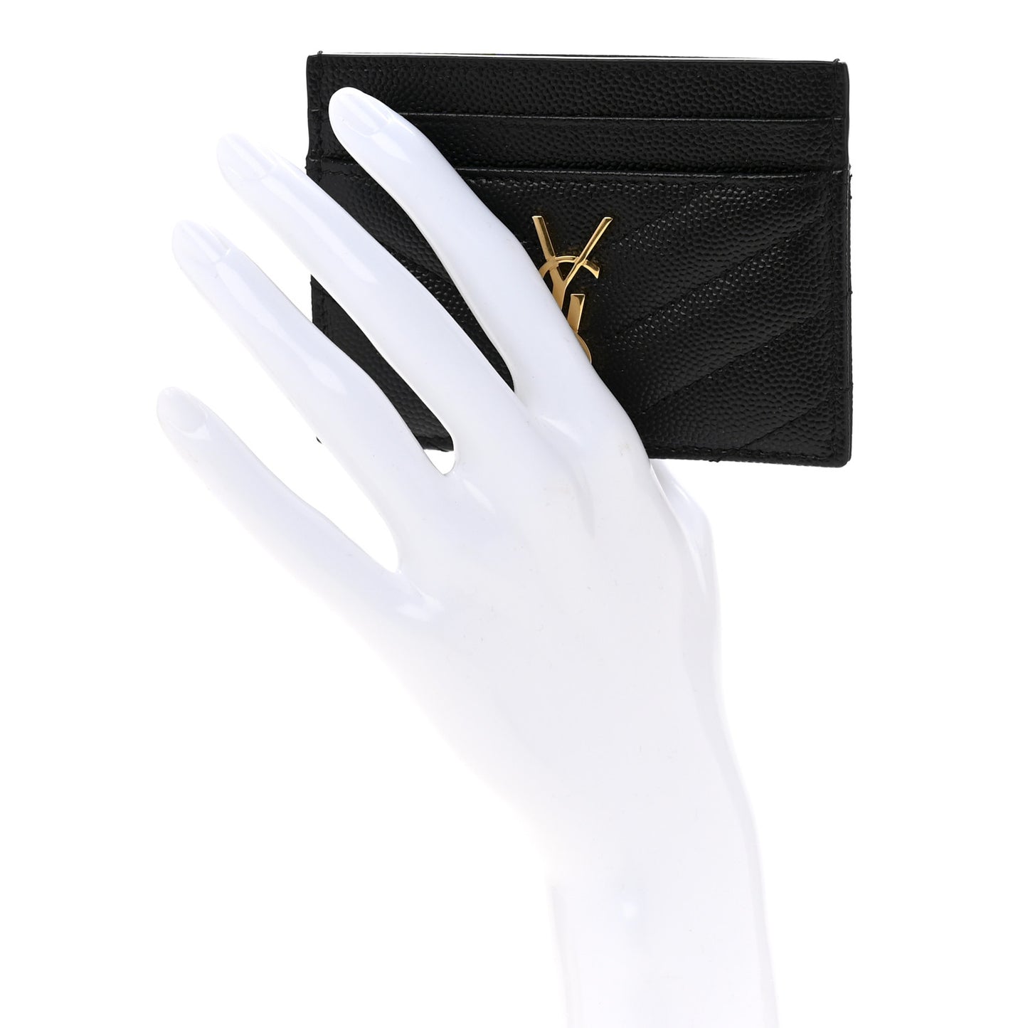 Grain De Poudre Matelasse Chevron Monogram Credit Card Case Black