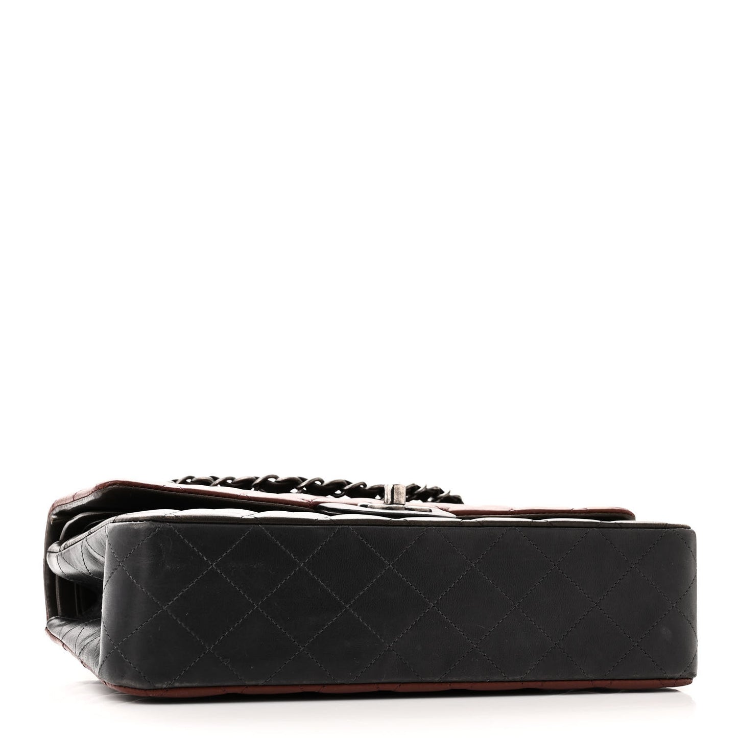 Lambskin Quilted Tri-Color Medium Double Flap Burgundy