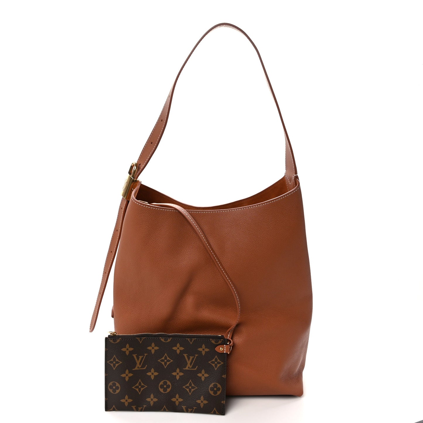 Grained Calfskin Low Key Hobo MM Cognac