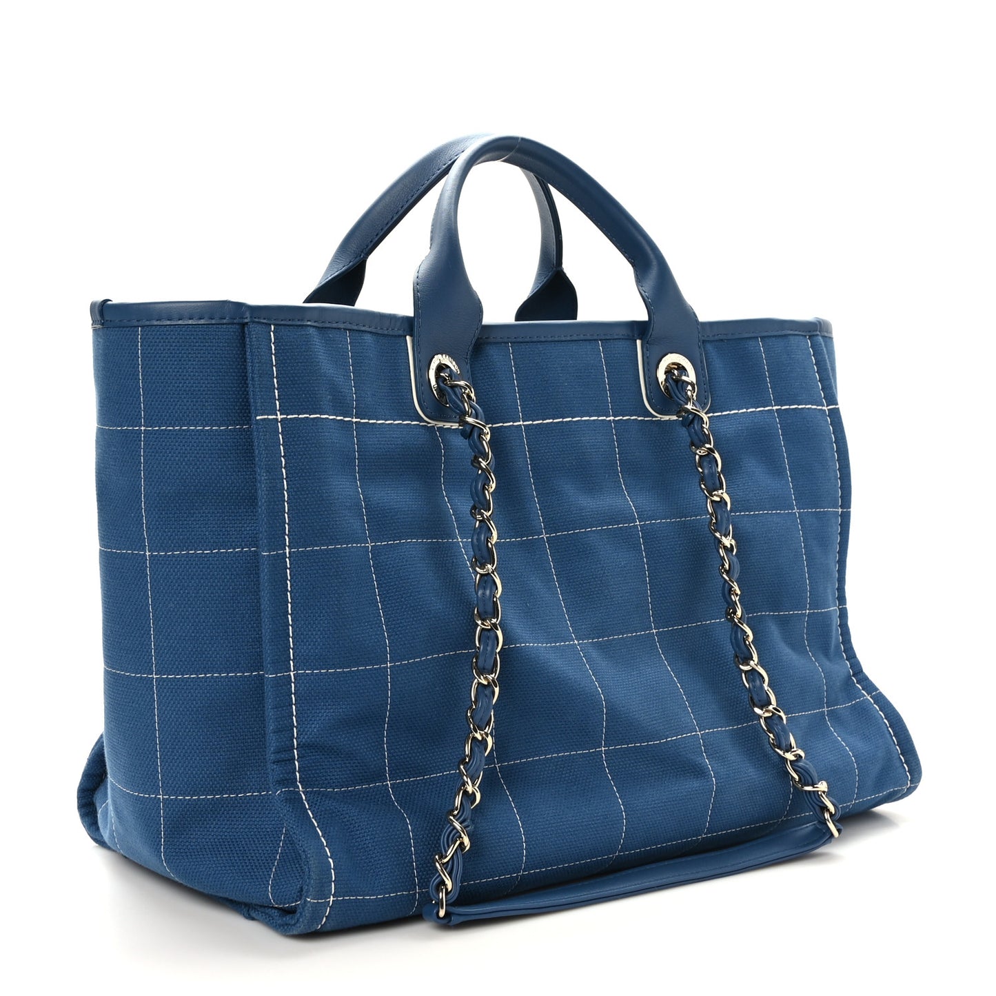 Cotton Medium Deauville Tote Blue White