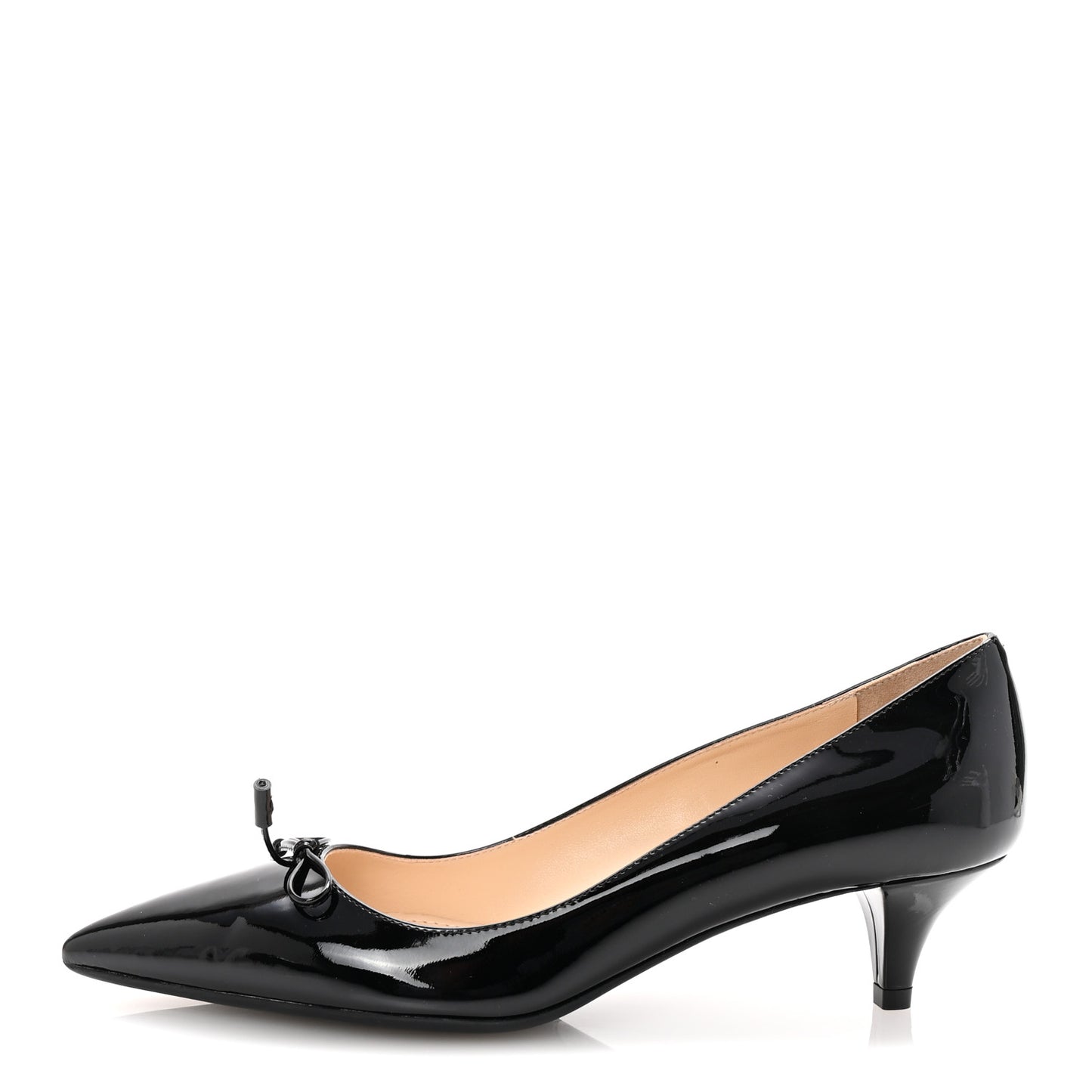 Vernice Pointed Toe 50mm Bow Pumps 38 Black