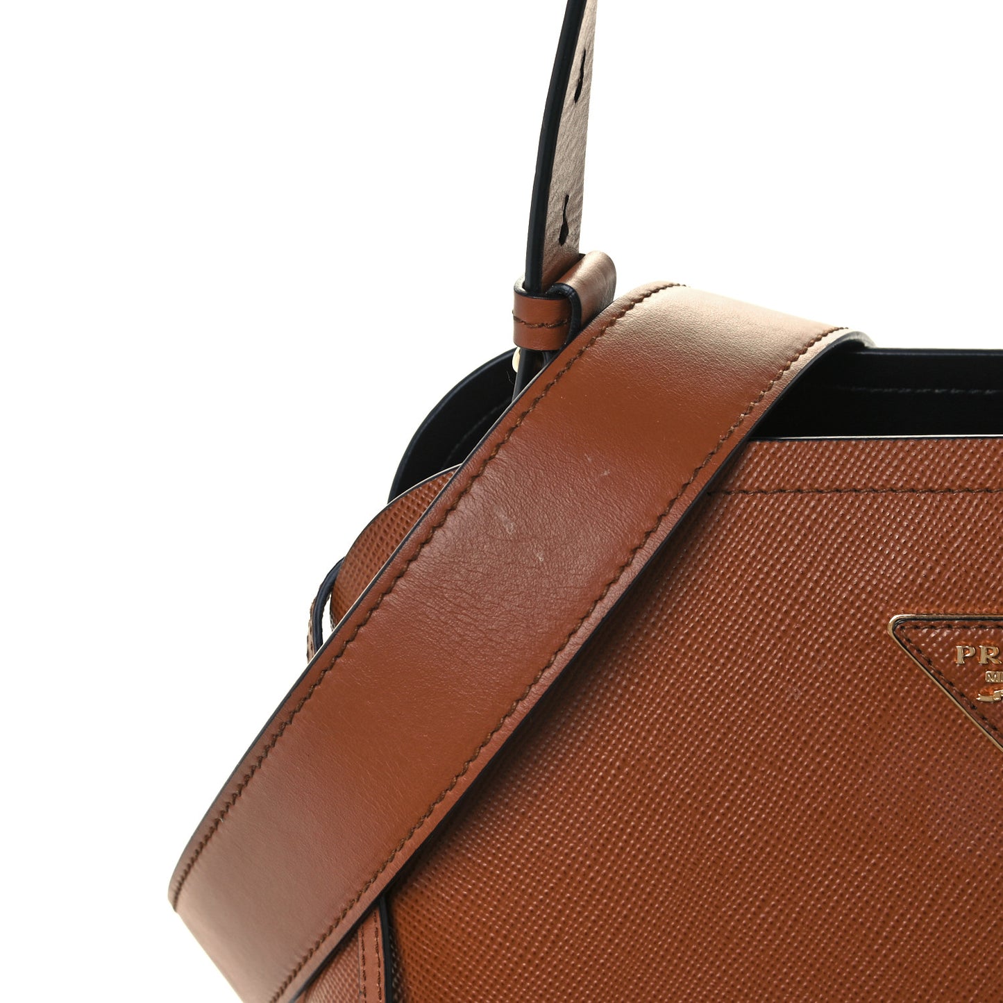 Saffiano Cuir Calfskin Matinee Tote Cognac Black