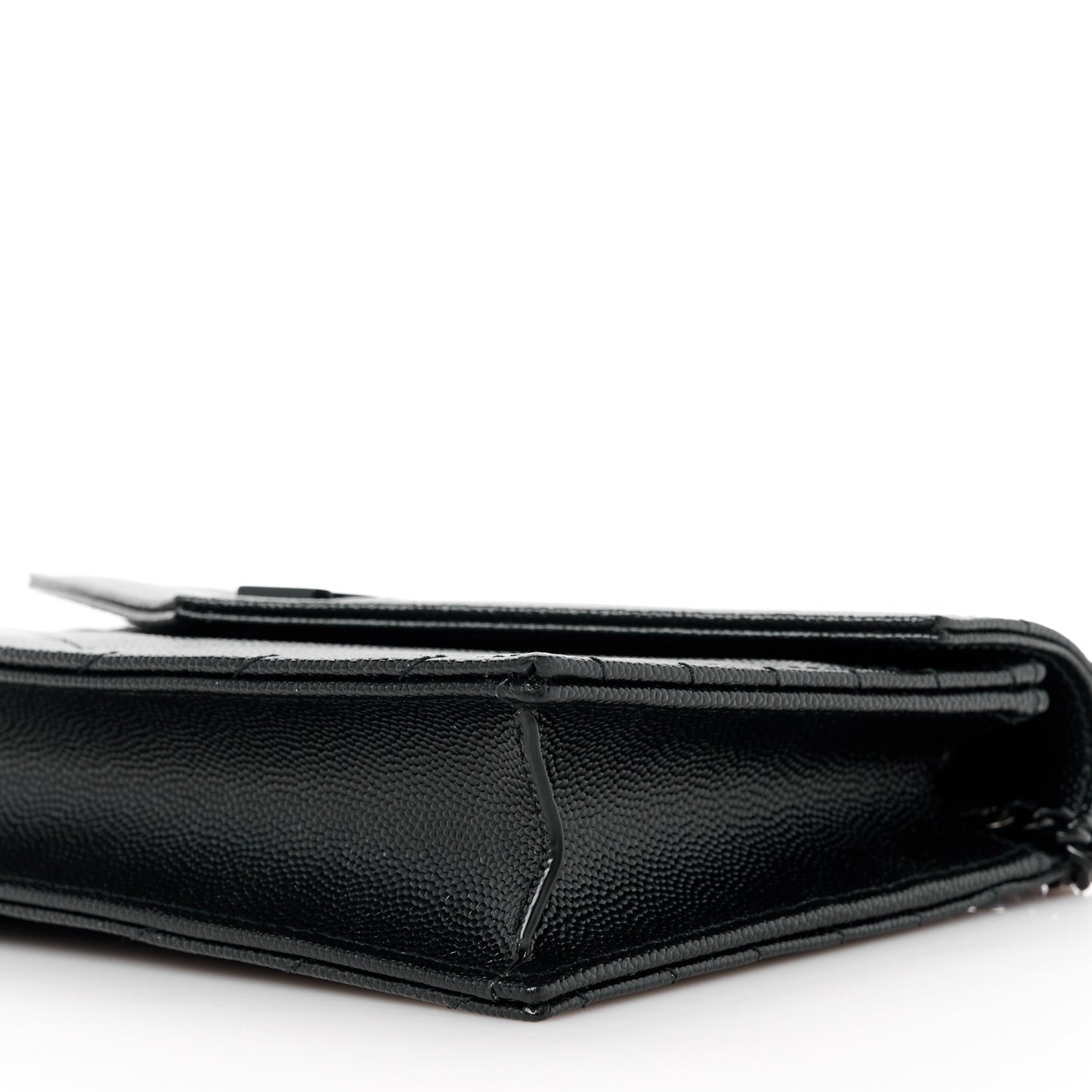 Grain De Poudre Matelasse Chevron Monogram Monochrome Envelope Chain Wallet Black
