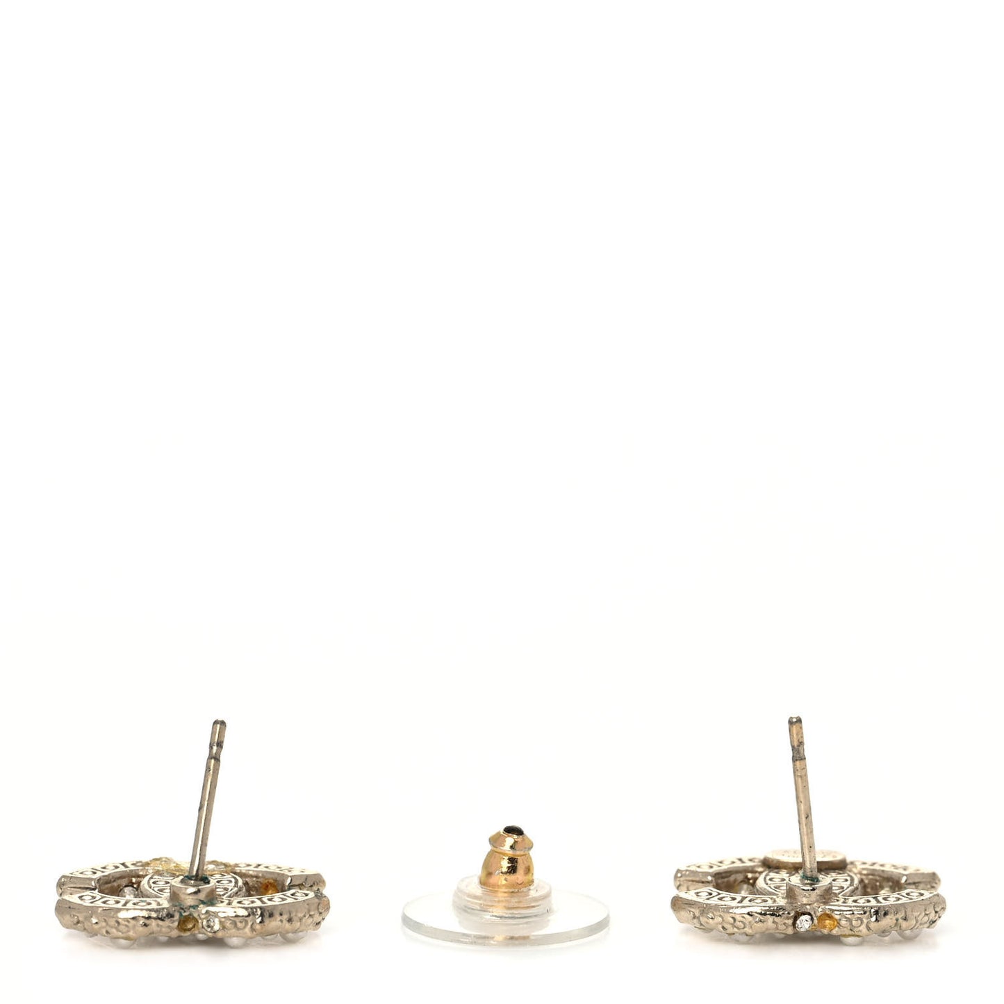 Pearl Crystal CC Earrings Light Gold