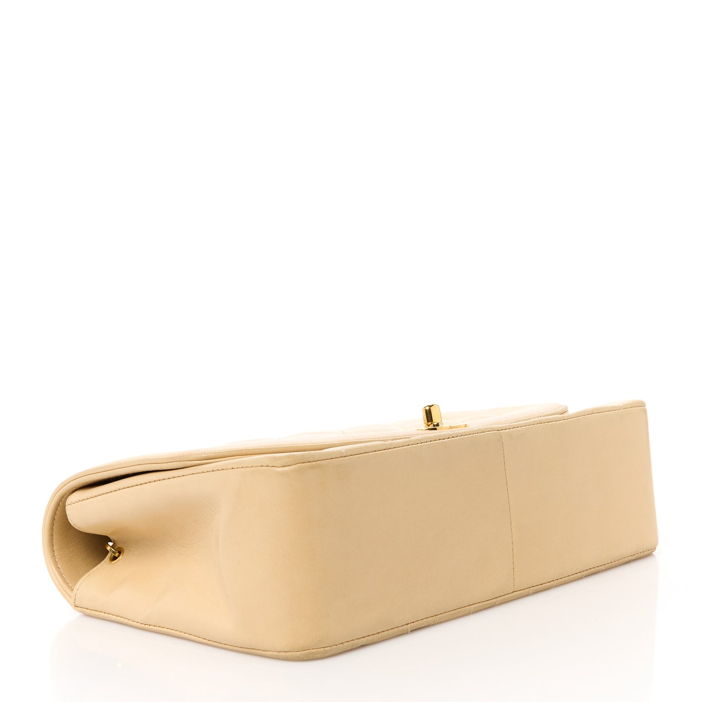 Lambskin Quilted Medium Single Flap Beige