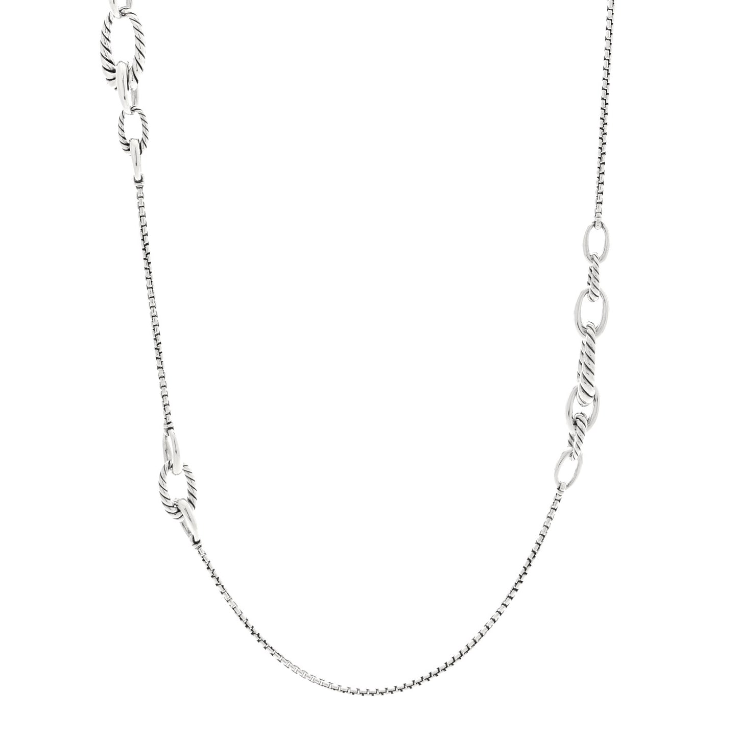Sterling Silver Oval Link Long Necklace