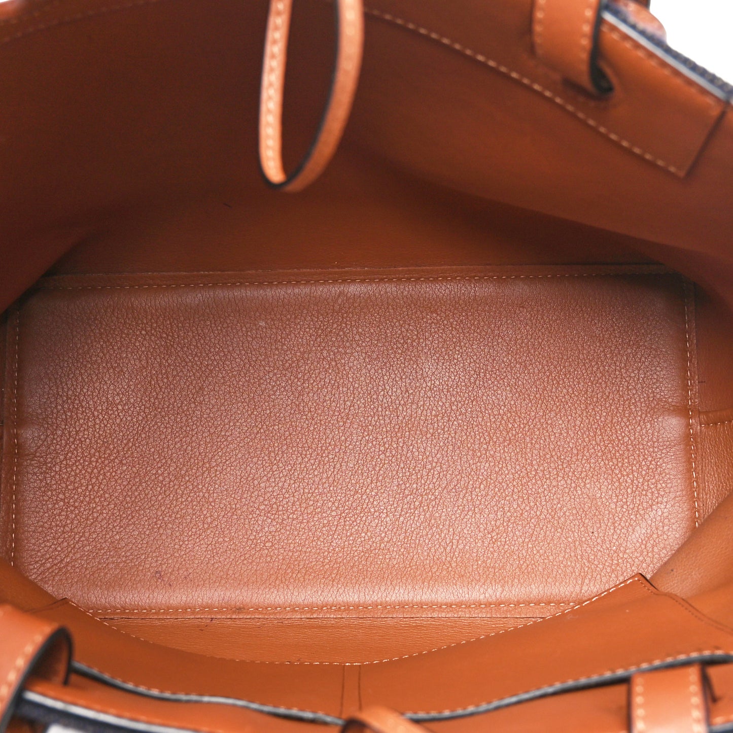 Wool Calfskin Small Love Anagram Tote Navy Tan