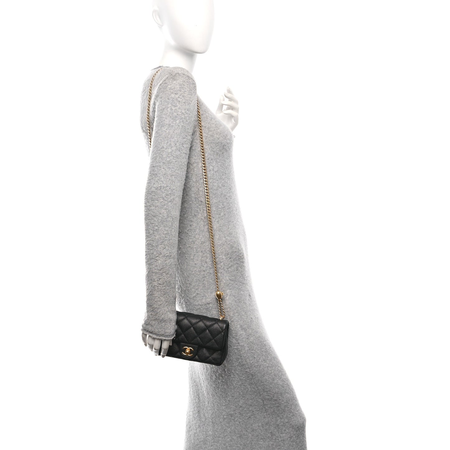 Caviar Quilted Mini Sweetheart Rectangular Flap Black